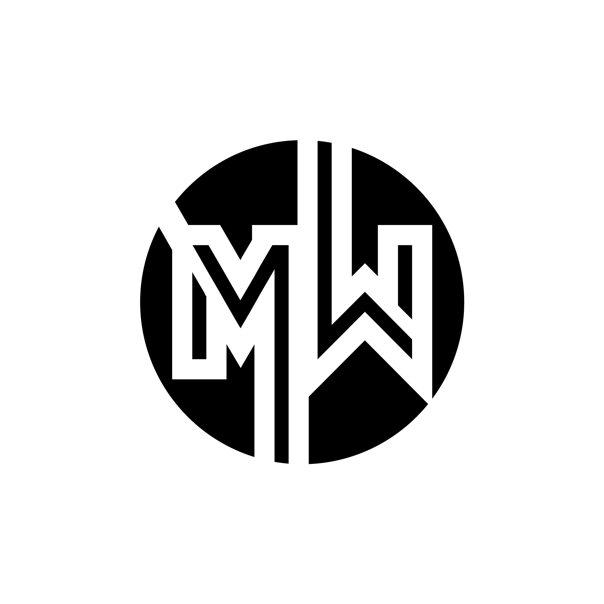initial mw letter logo design template abstract