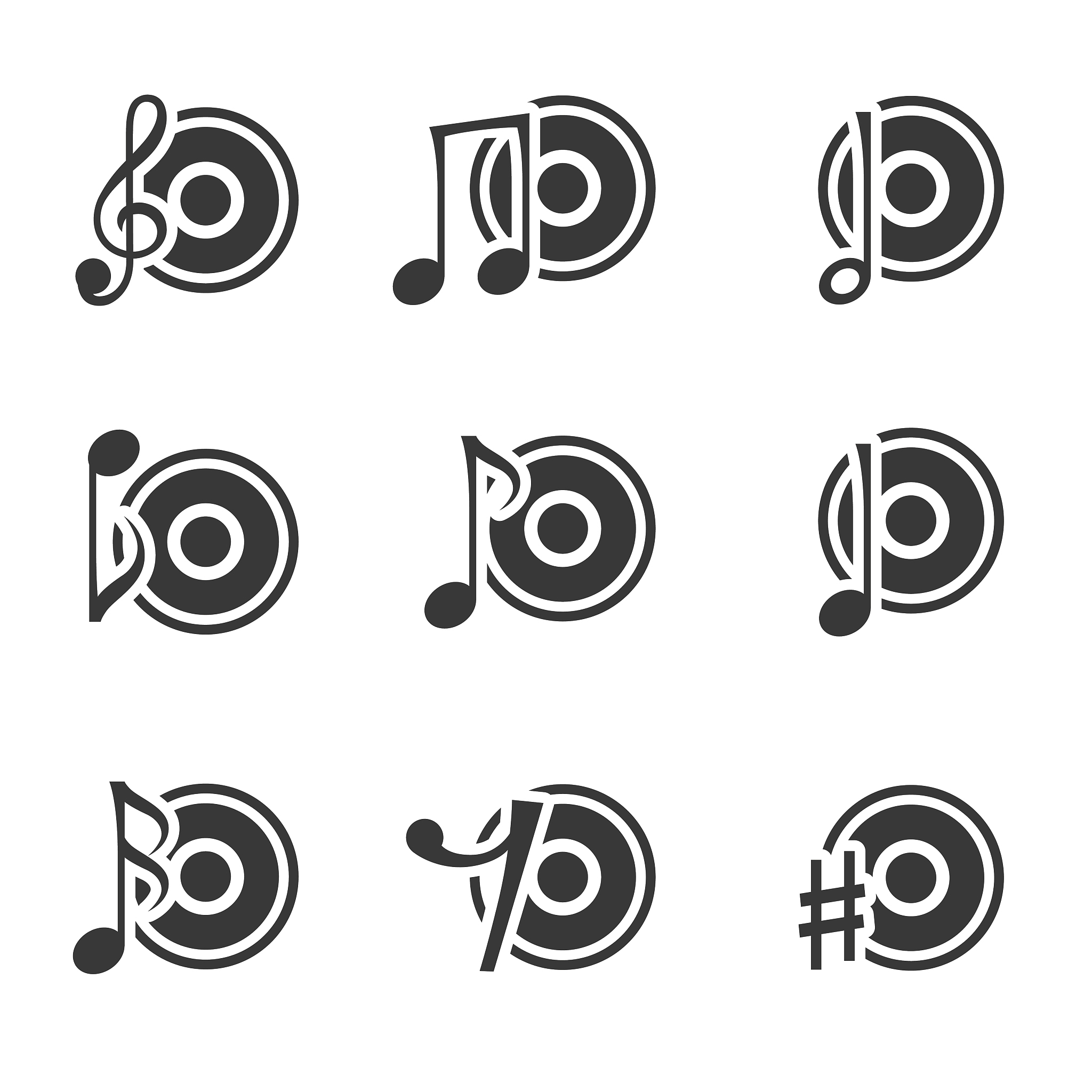 music note icon set