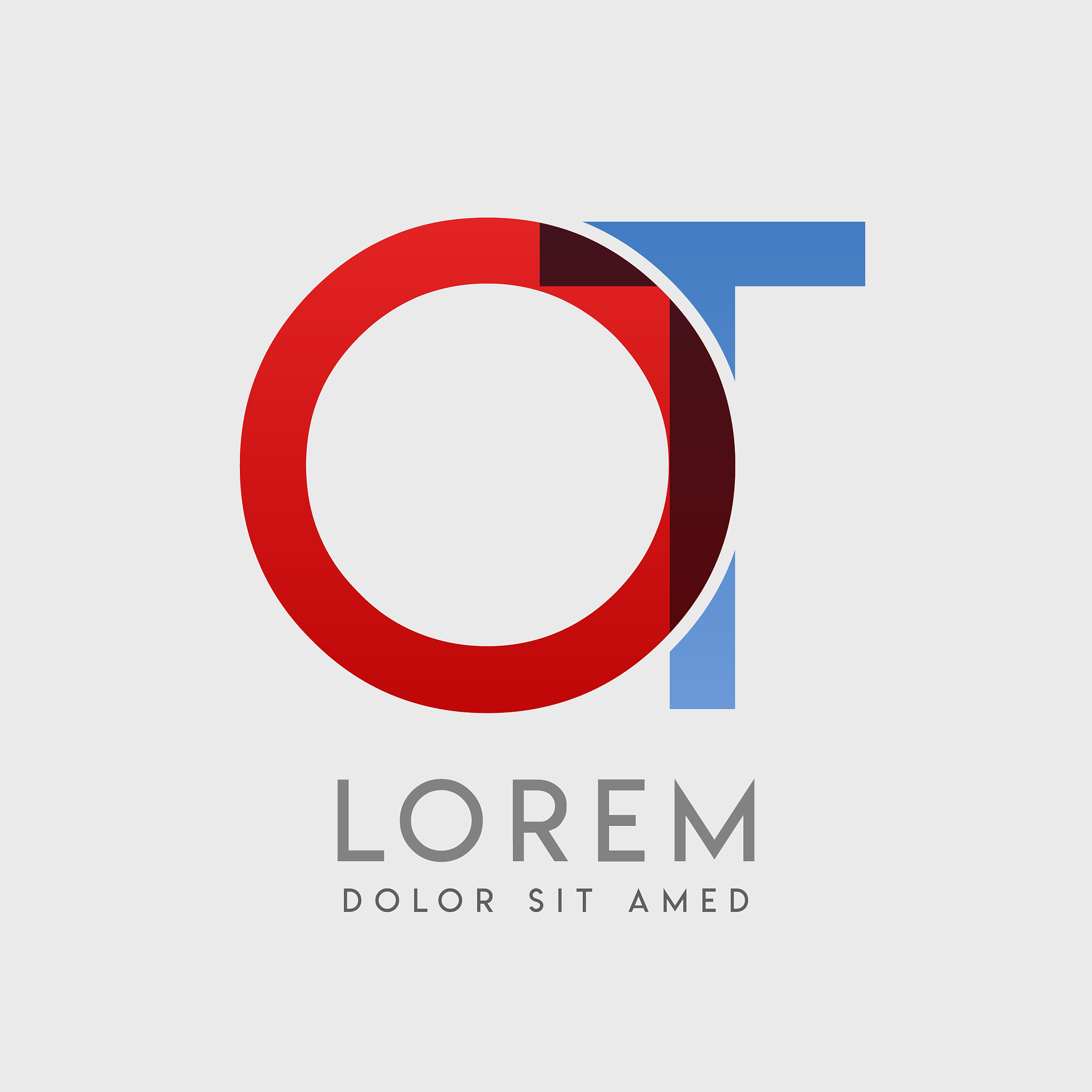 ot logo letters with blue and red gradation