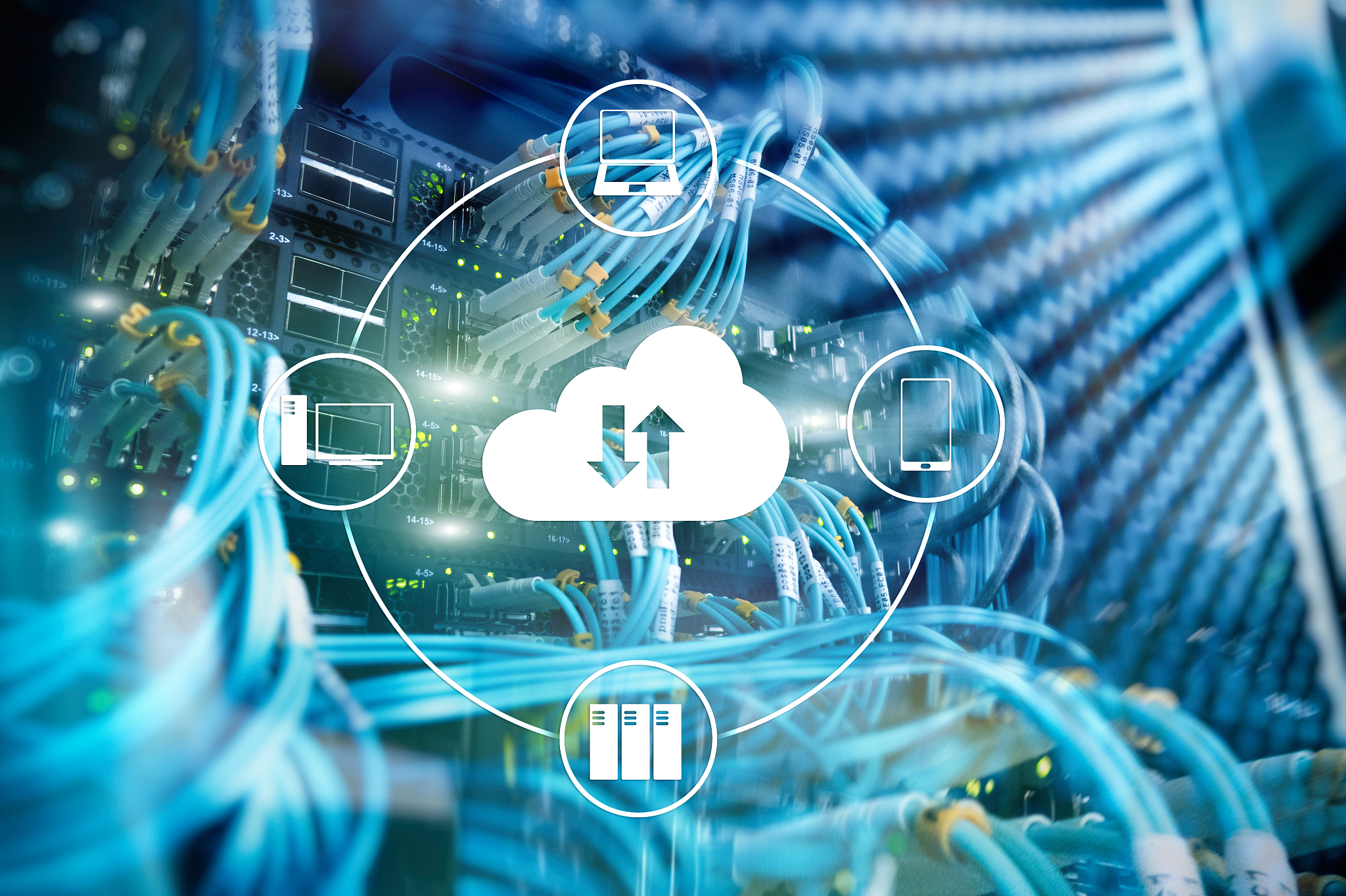 cloud server and computing, data storage and processing. interne