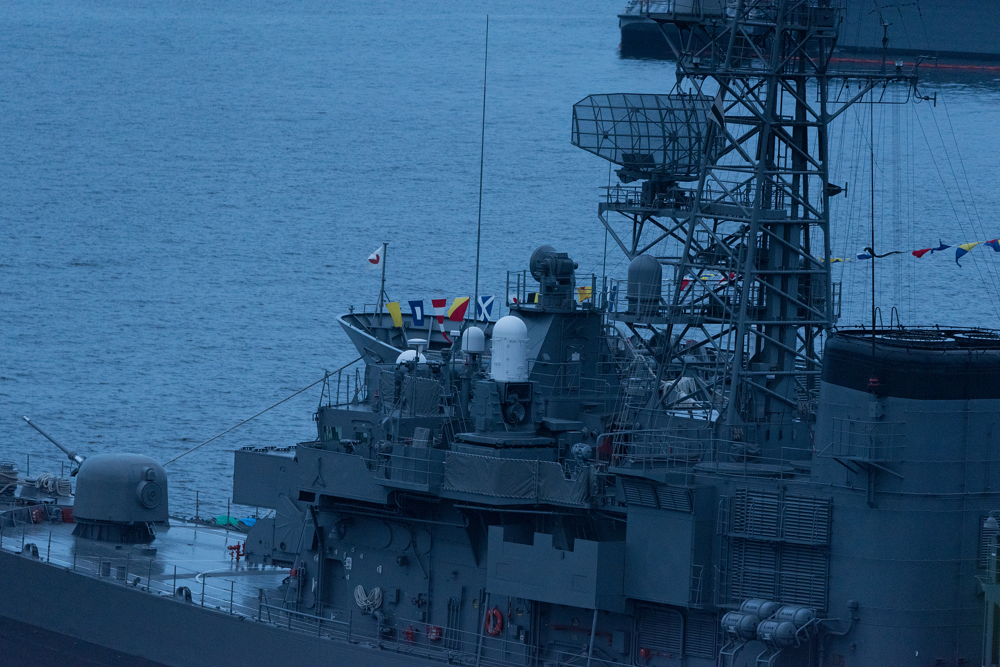 jajapanese military ship at night