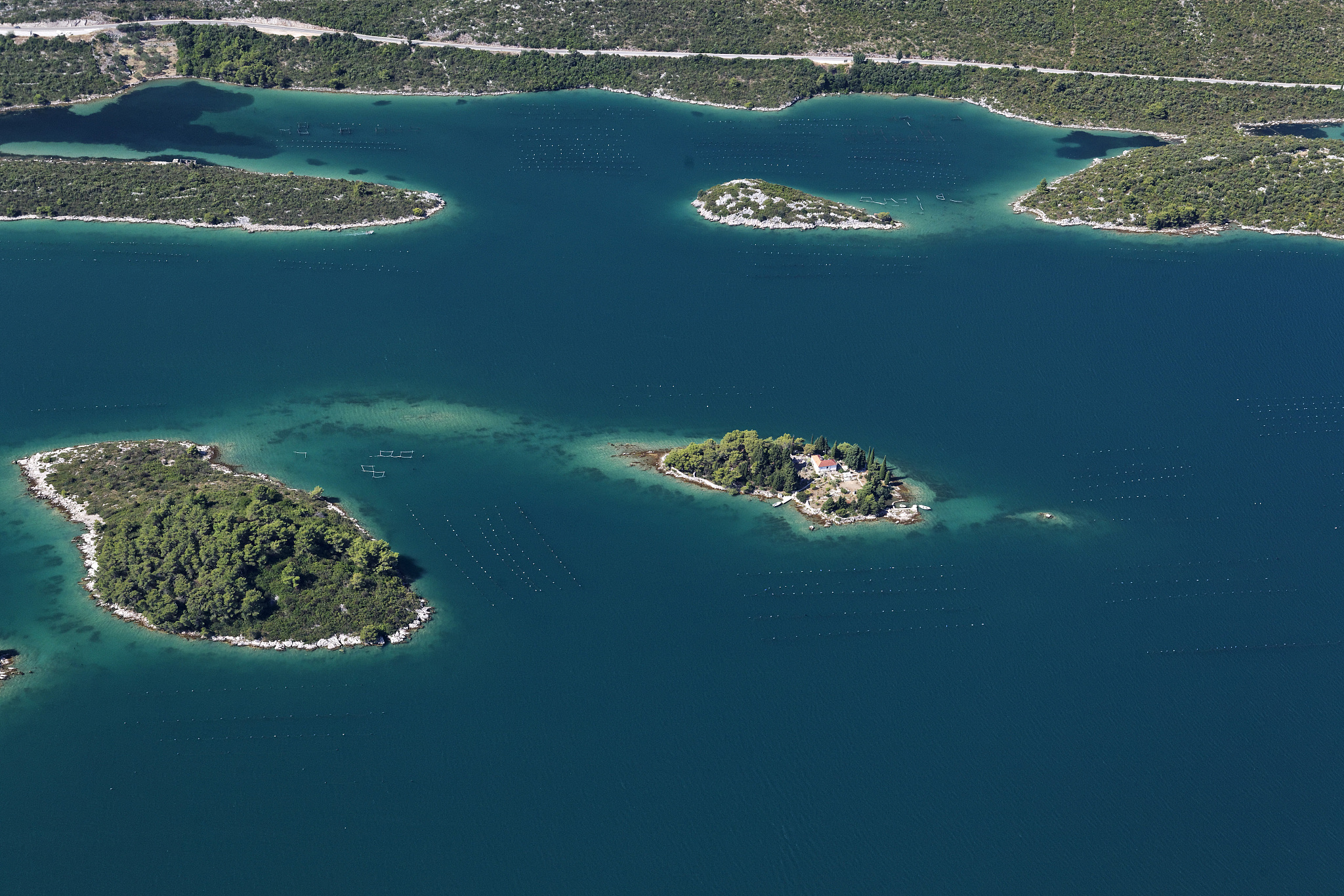aerial view of peljeac, adriatic sea in croatia
