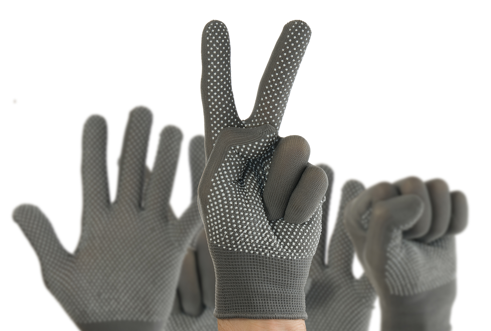 one to five fingers hand in glove on white background close-up