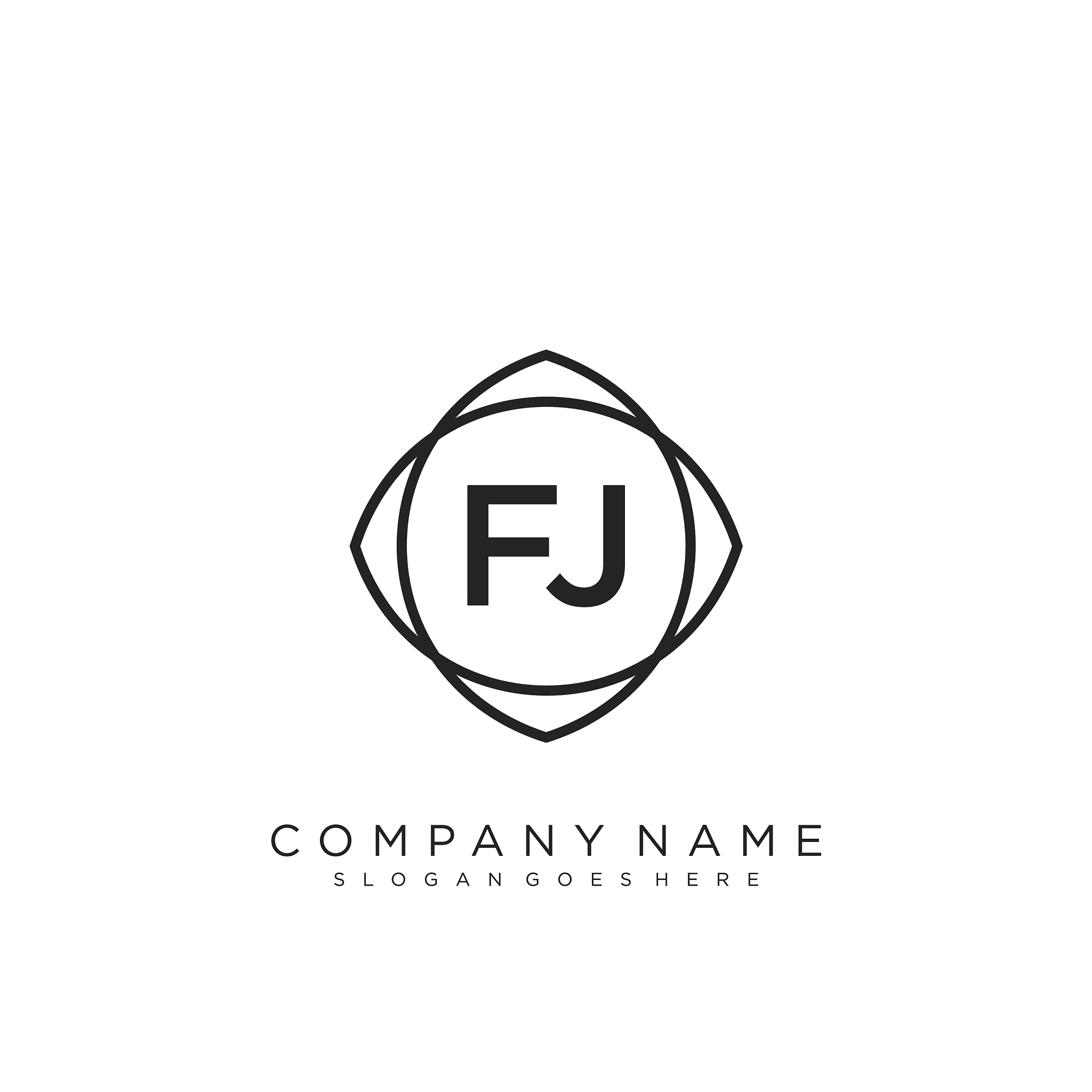 fj initial handwriting logo design
