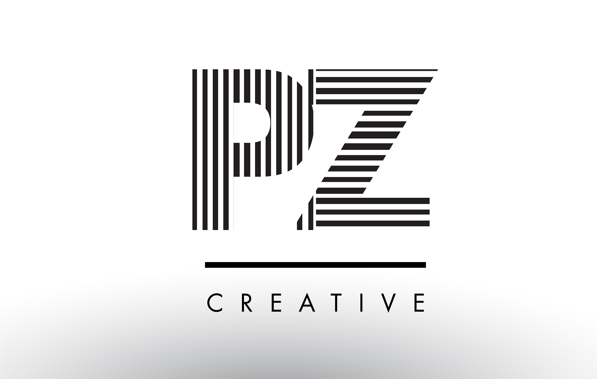 pz p z black and white lines letter logo design