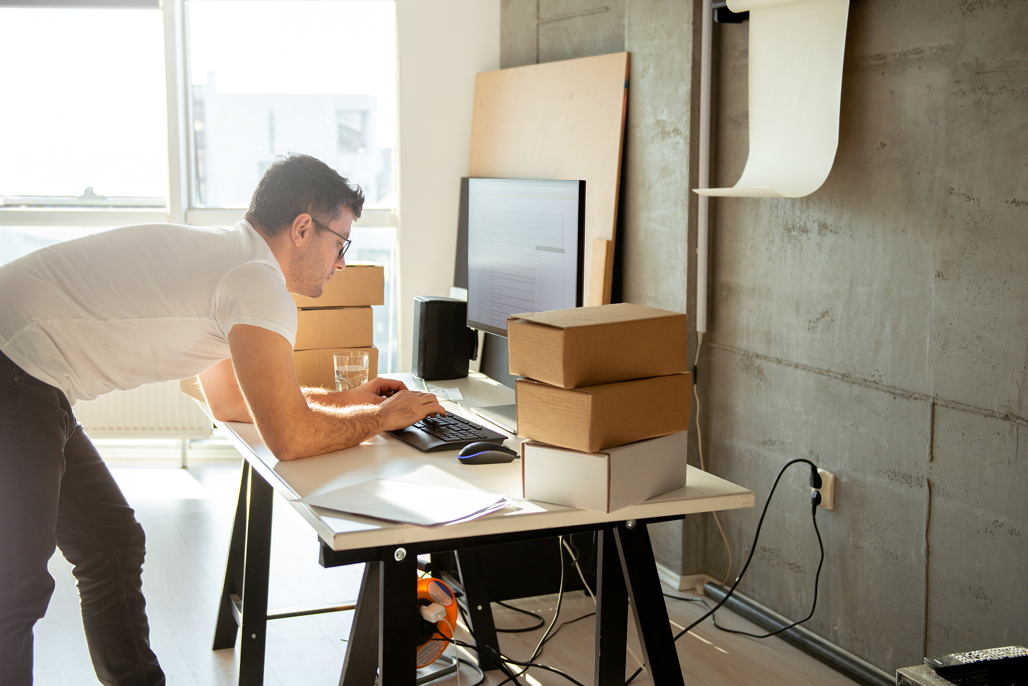 young man working in delivery service