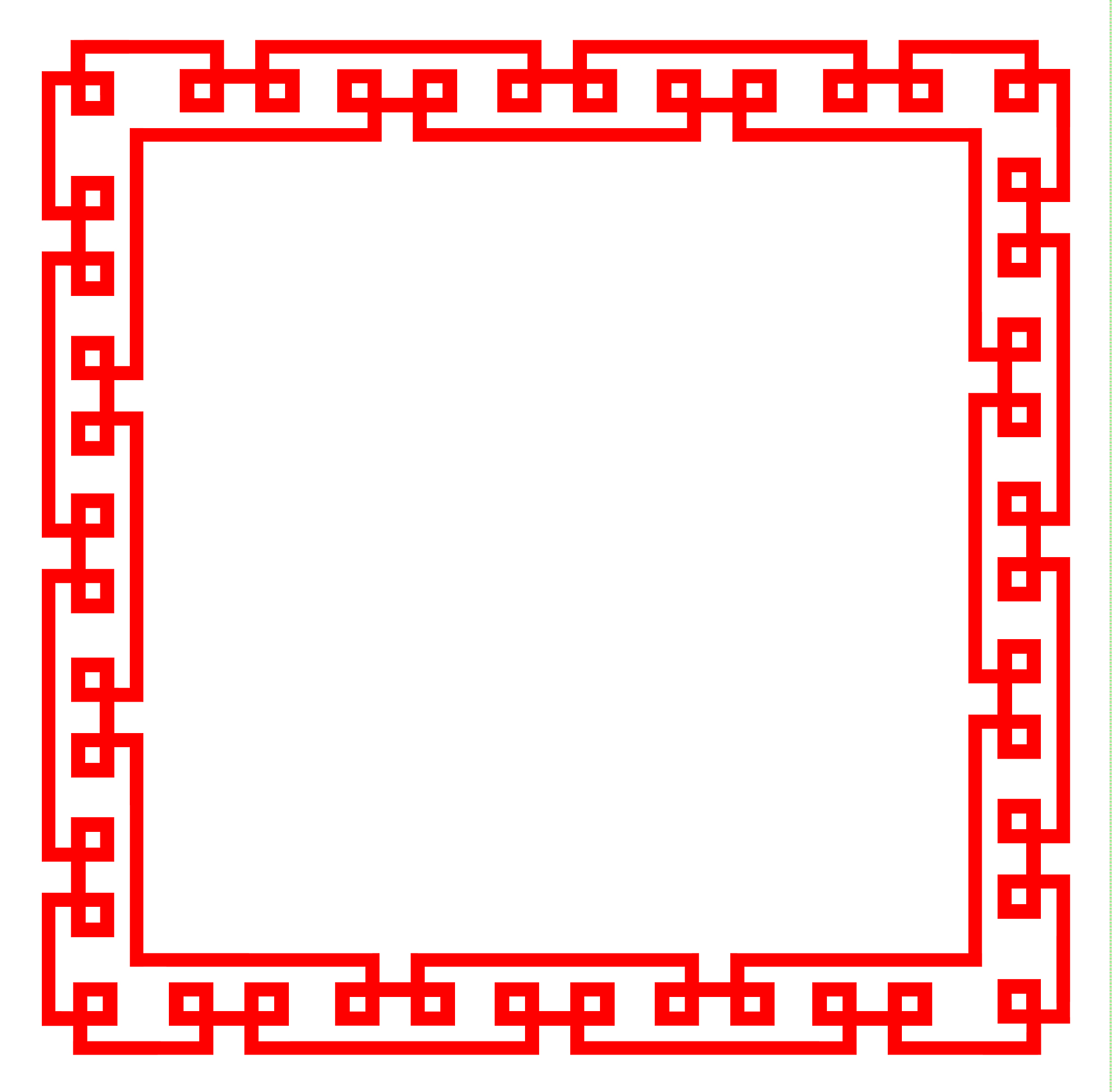 red chinese pattern frame on white background