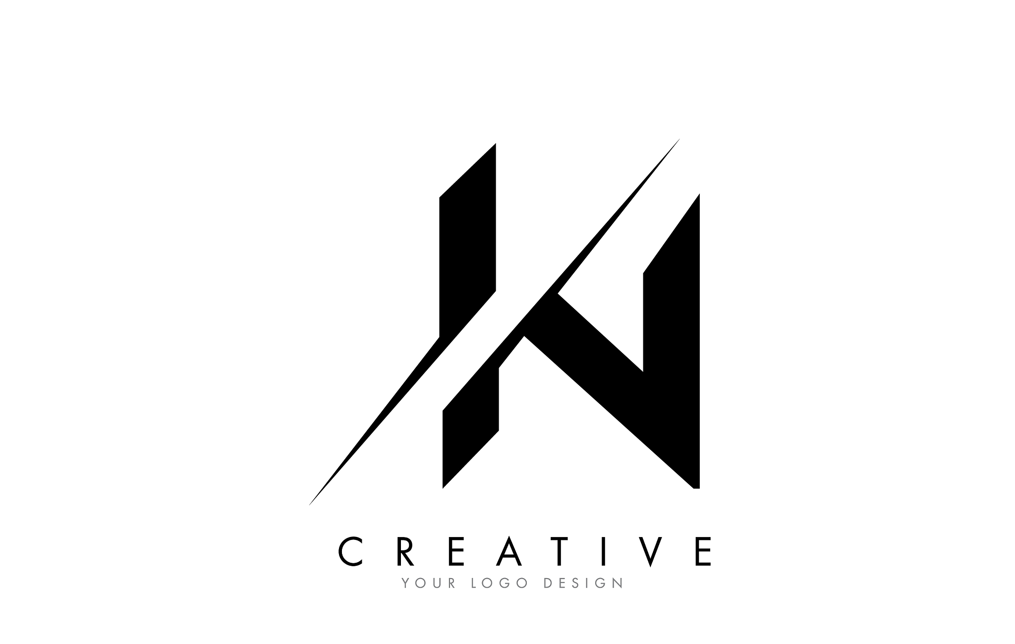 in i n letter logo design with a creative cut