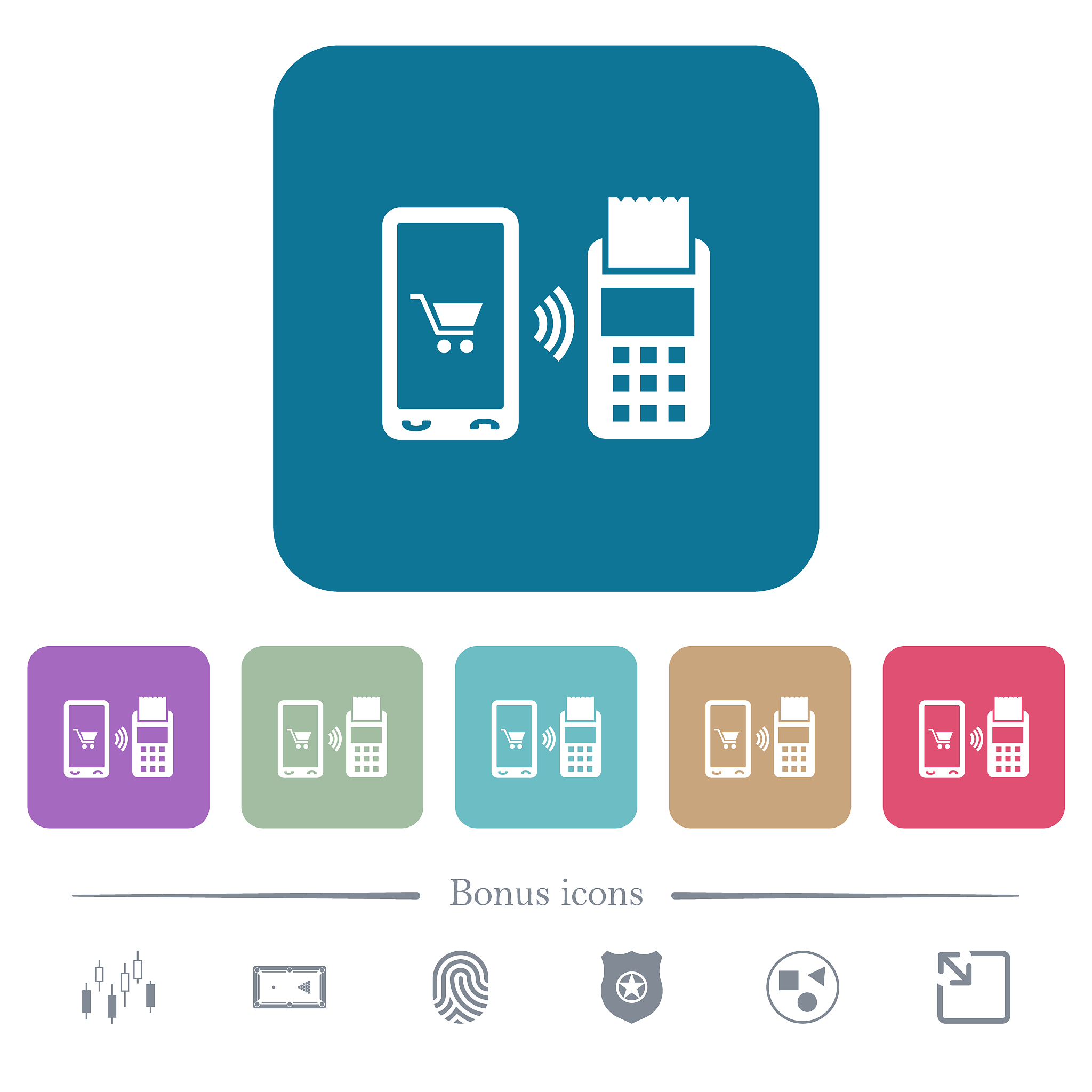 mobile payment rounded square flat icons