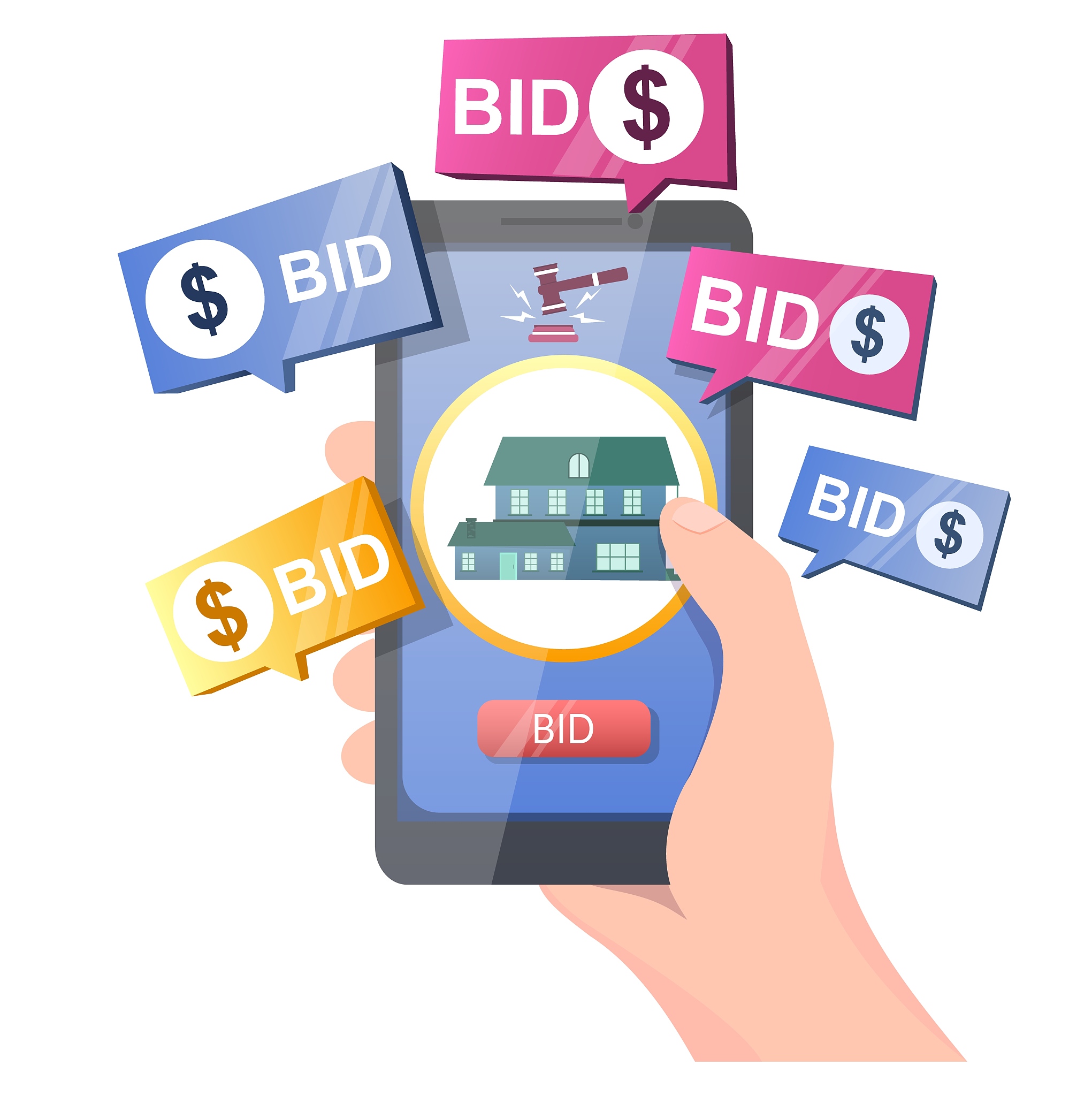 real estate auction online vector concept for web banner, websit