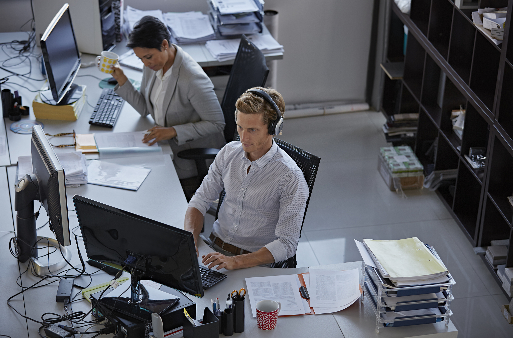business people working at desk in office
