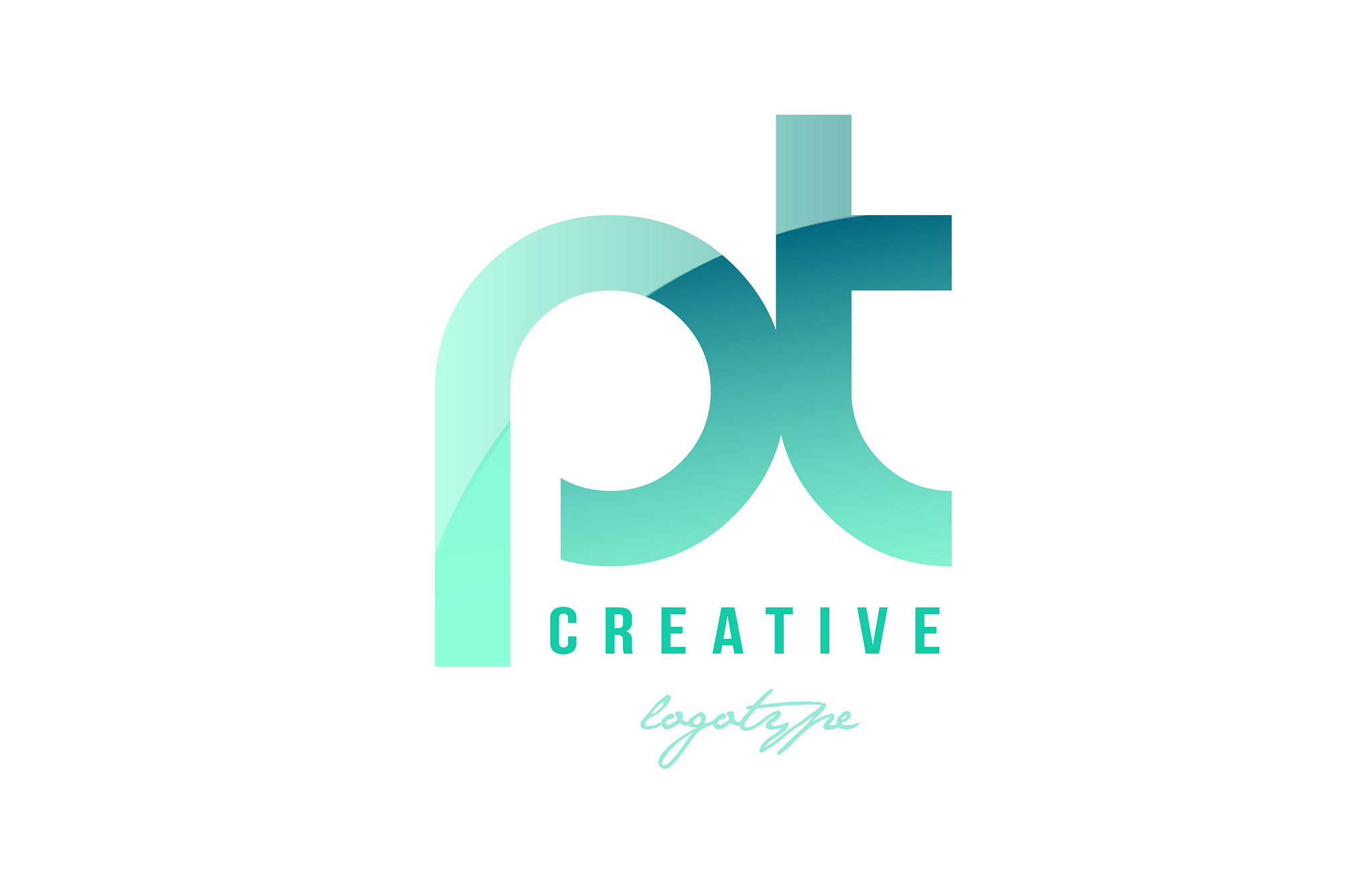green gradient pastel modern pt p t alphabet