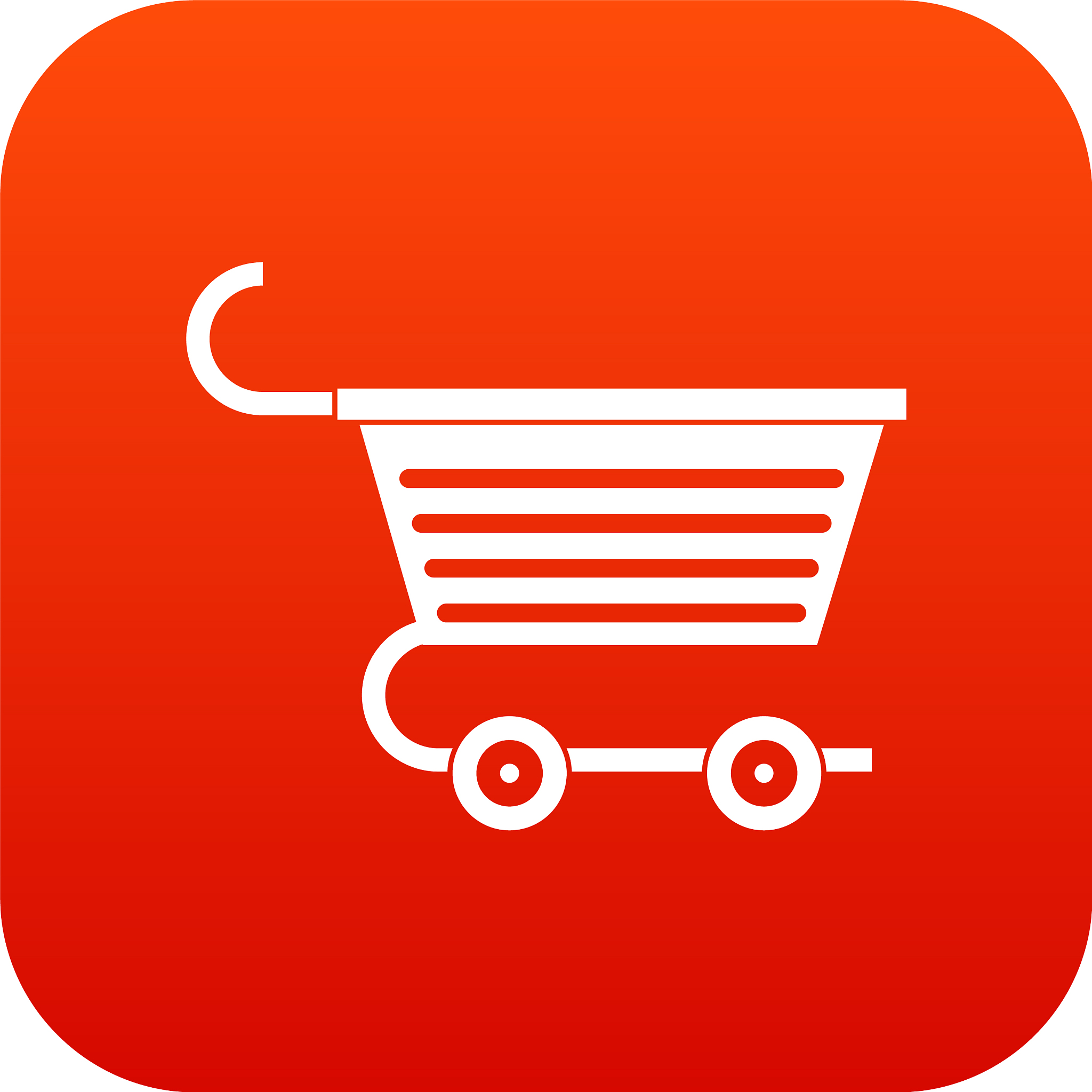 shopping trolley icon digital red