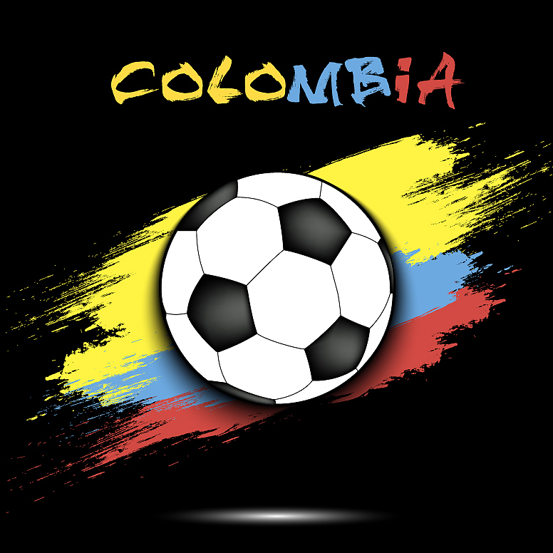 soccer ball and colombia flag