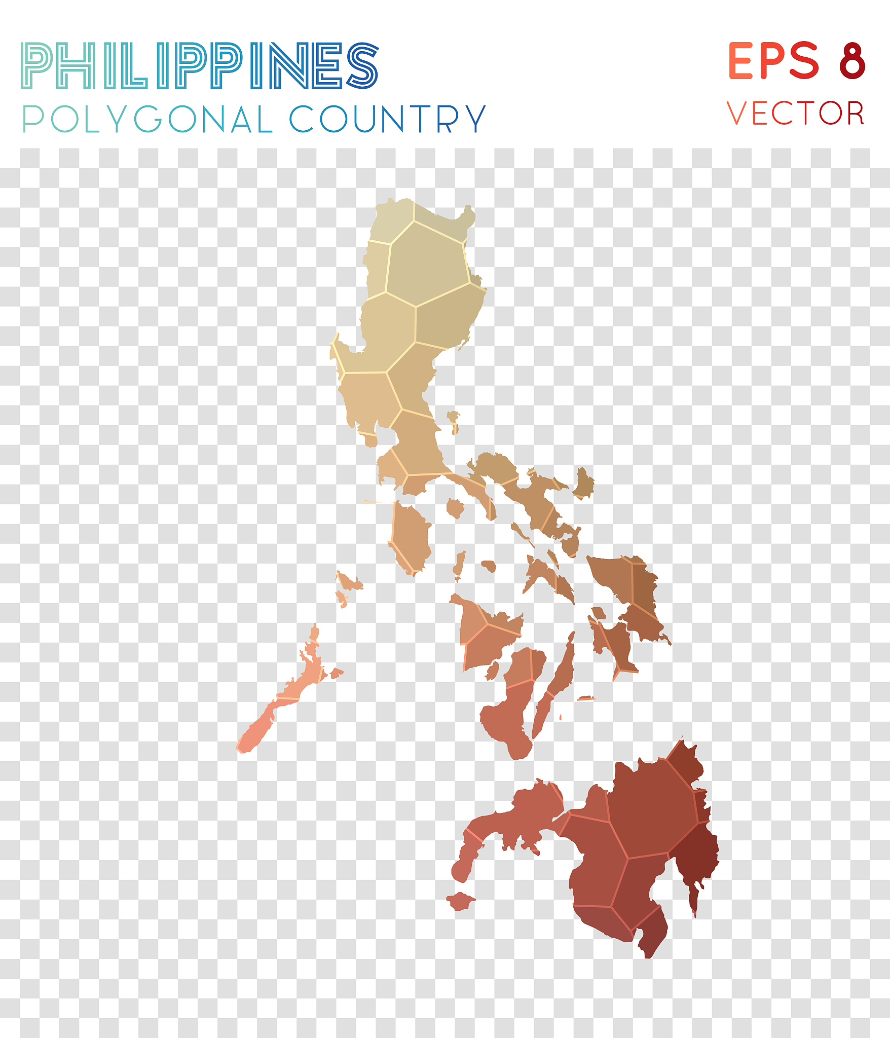 philippines polygonal map, mosaic style country.