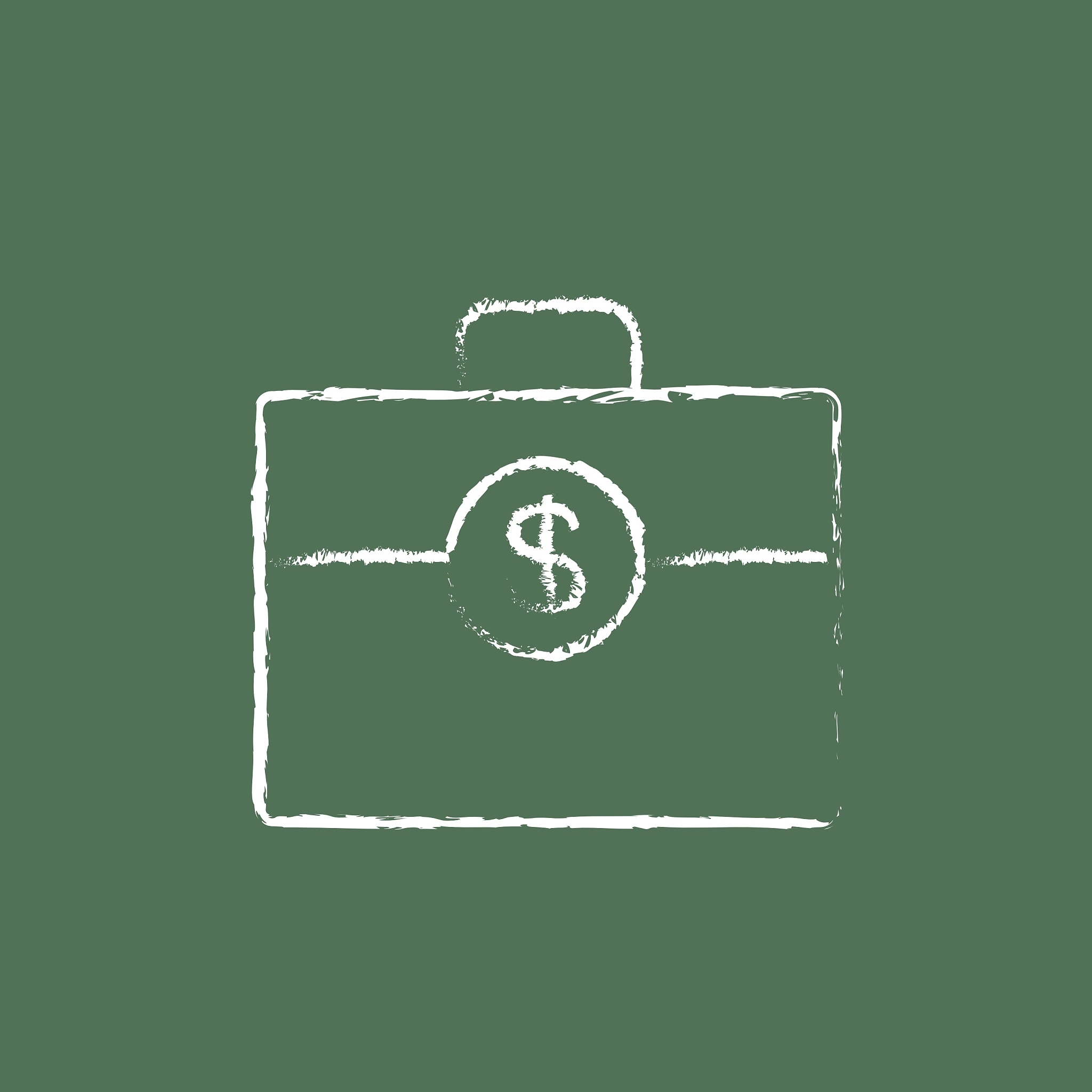 suitcase with dollar symbol icon drawn in chalk