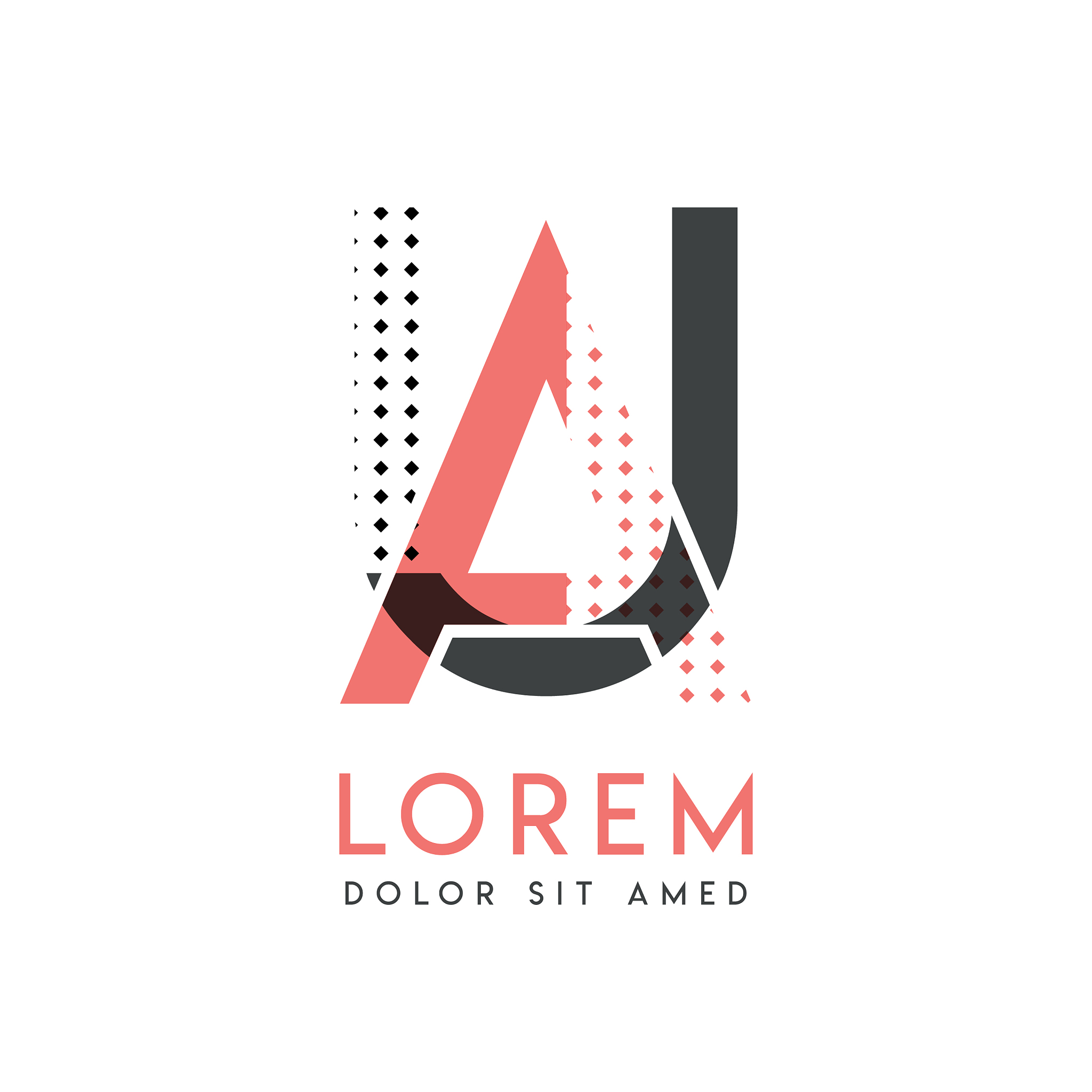ua modern logo design with gray and pink color