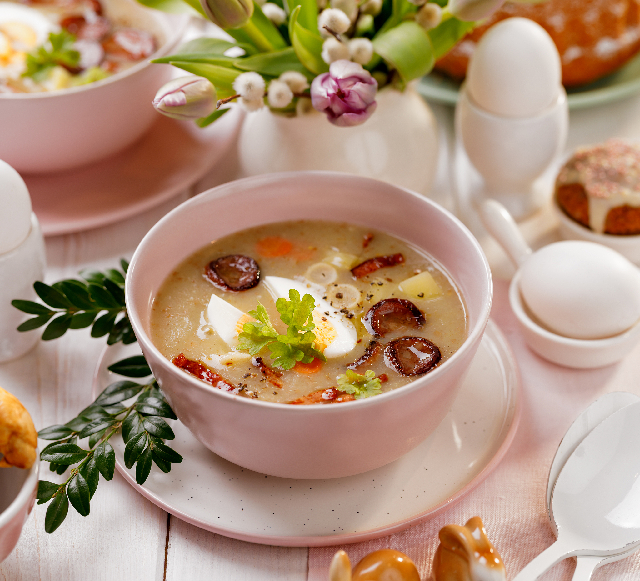 the sour soup (urek), polish easter soup with the addition of sm