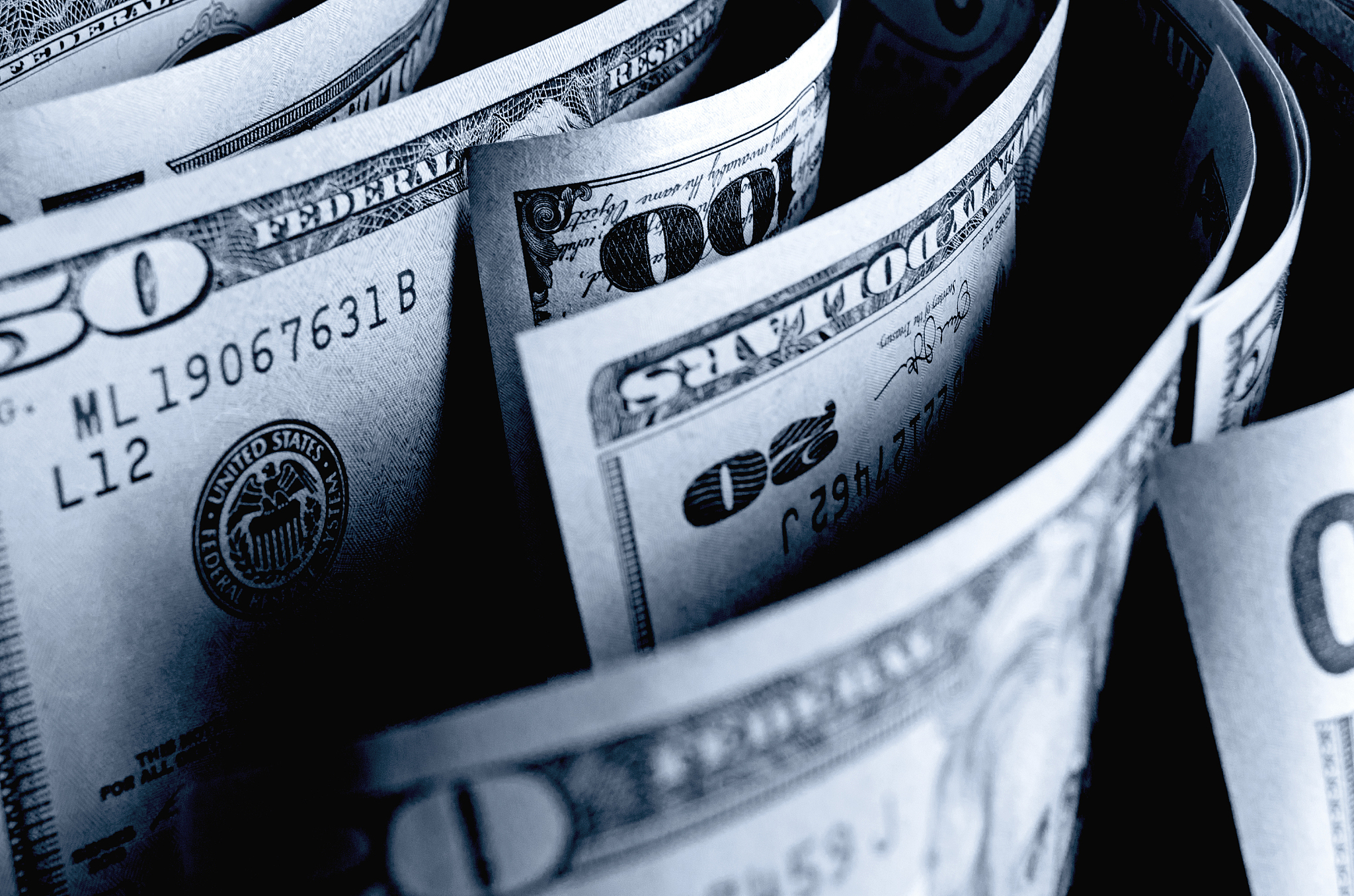 black and white money - cash us dollars.