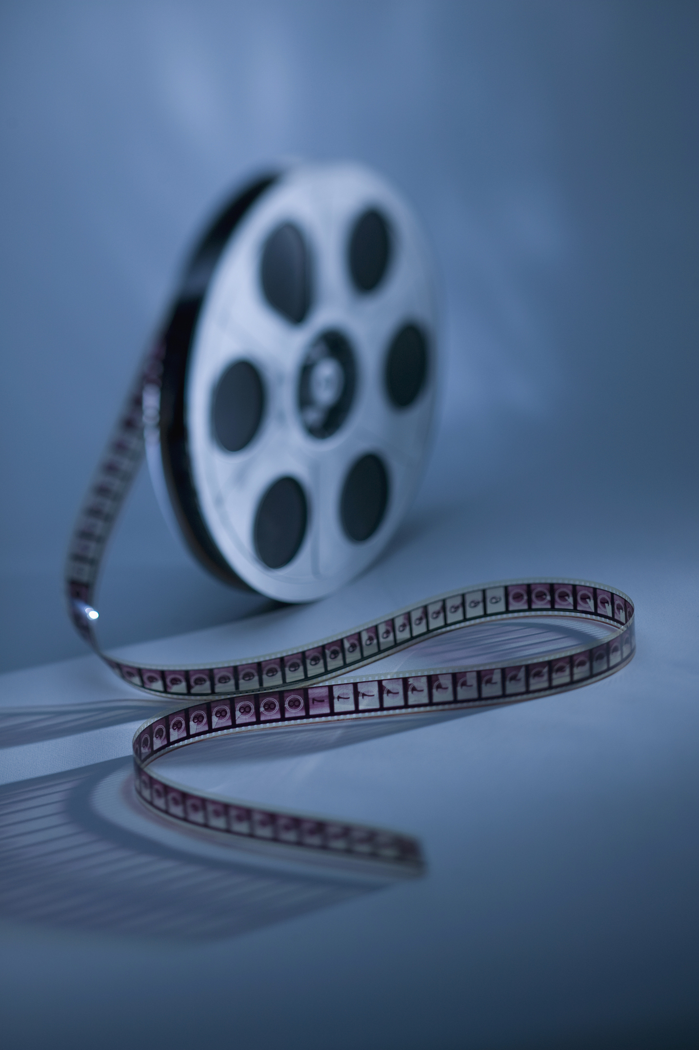 movie reel on blue background