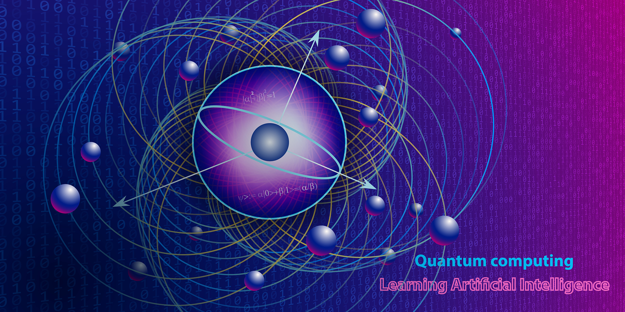 quantum computing abstract physics background concept with qubit