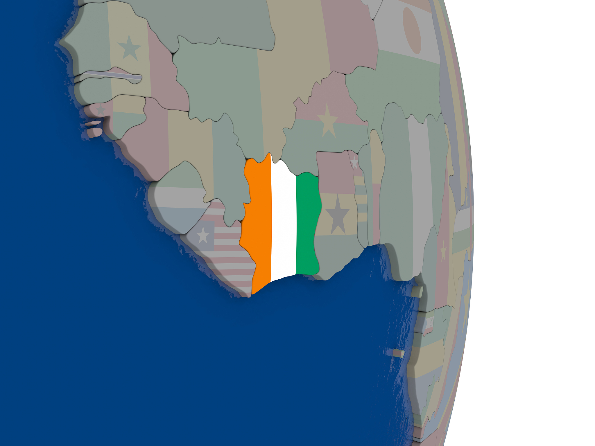 ivory coast with its flag