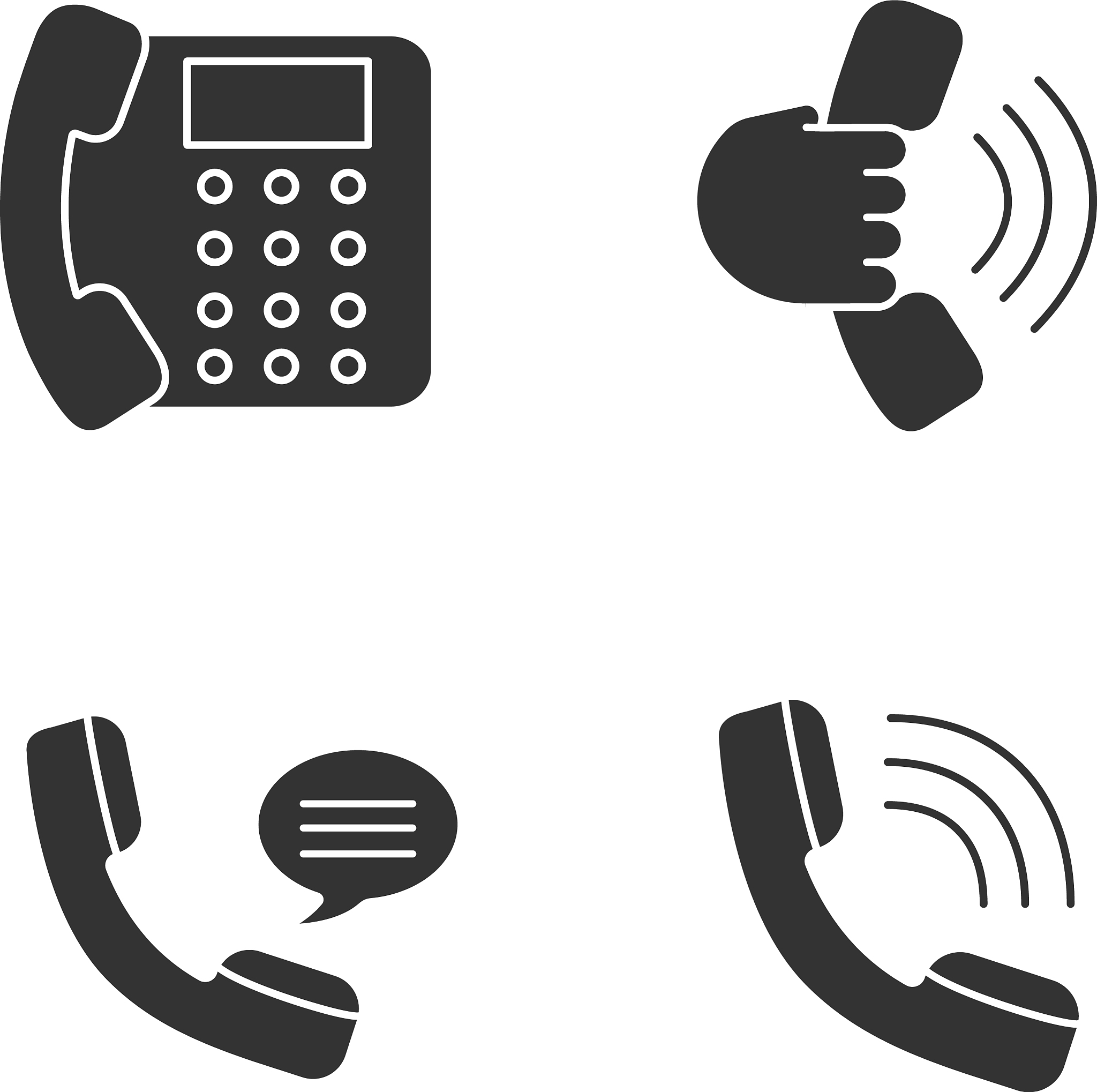 phone communication glyph icons set