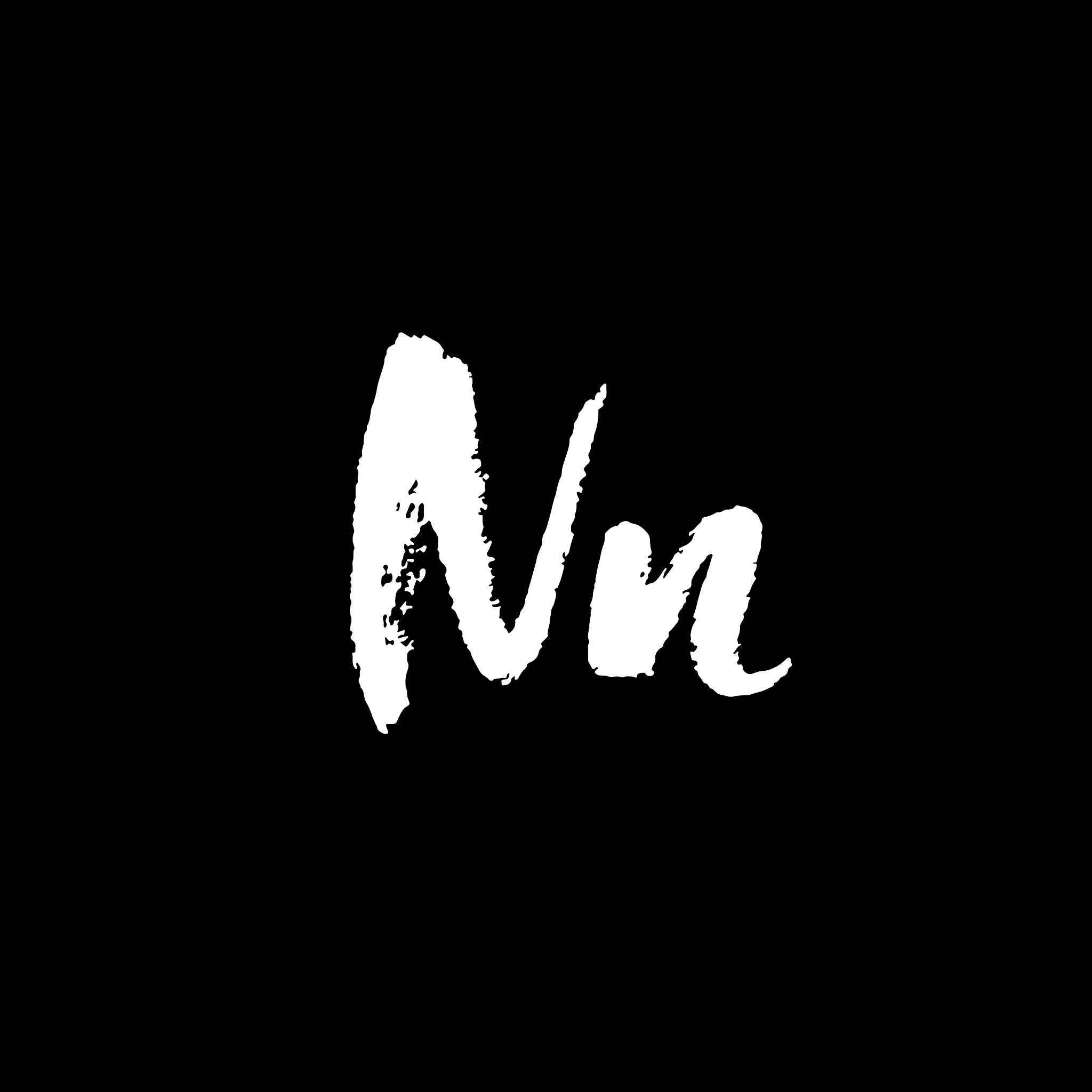 letter n handwritten by dry brush rough strokes