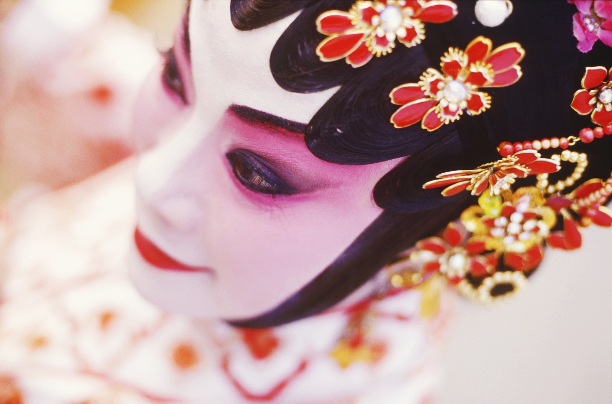 close-up of a female opera performer, hong kong, china