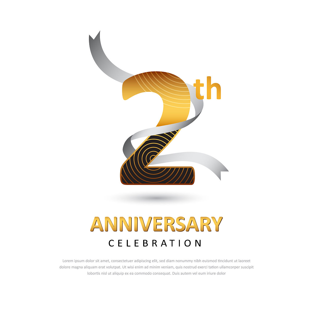 2年创意周年庆典模板设计与丝带