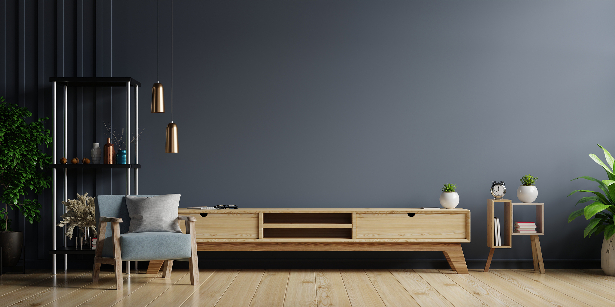 cabinet tv in modern living room.