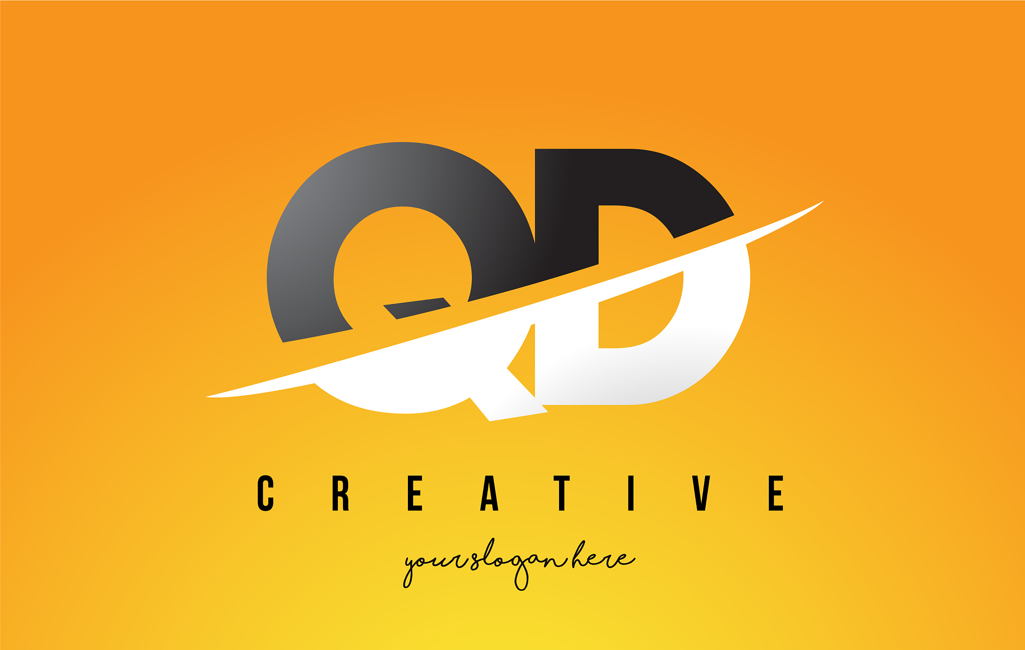 qd q d letter modern logo design with yellow