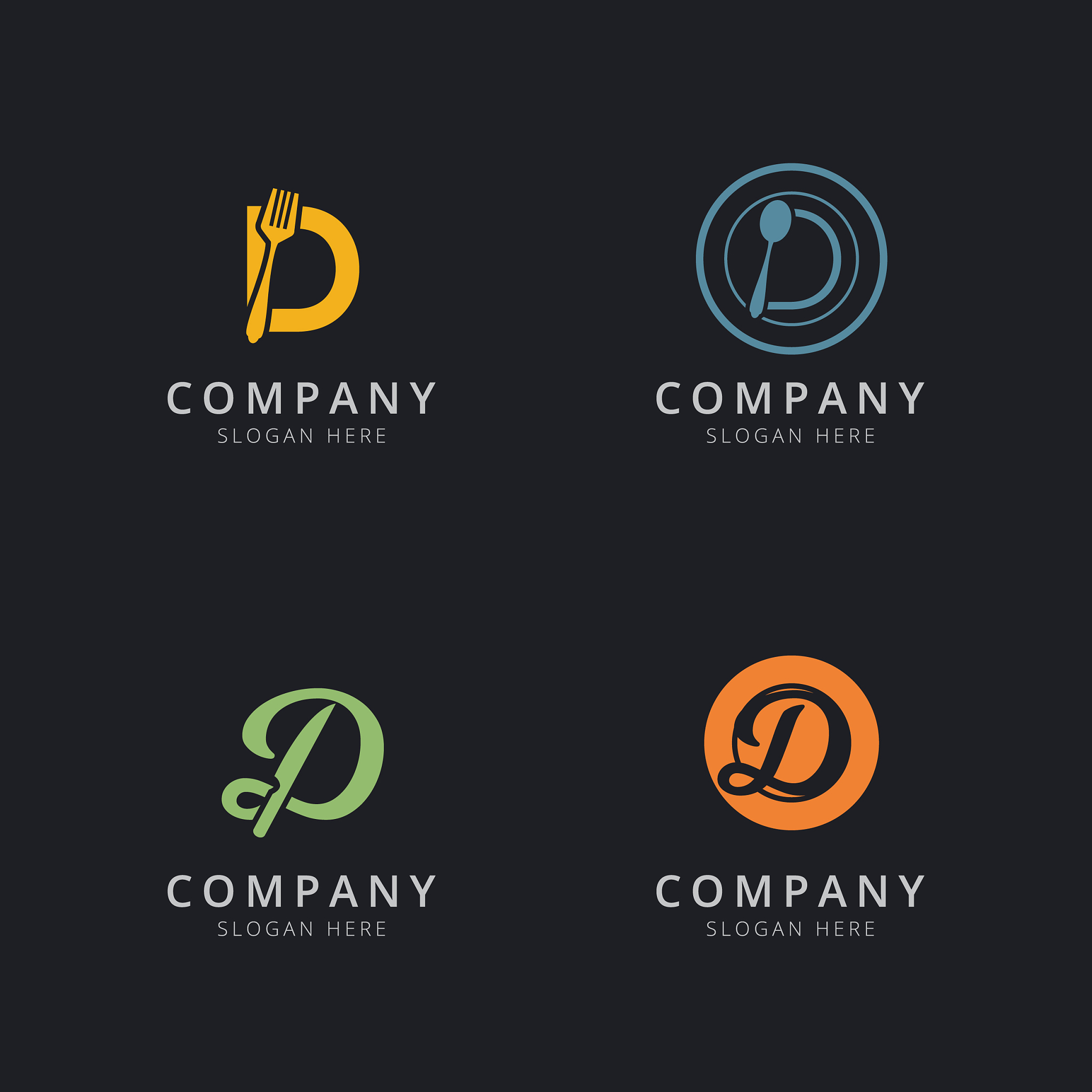 initial d logo with restaurant elements