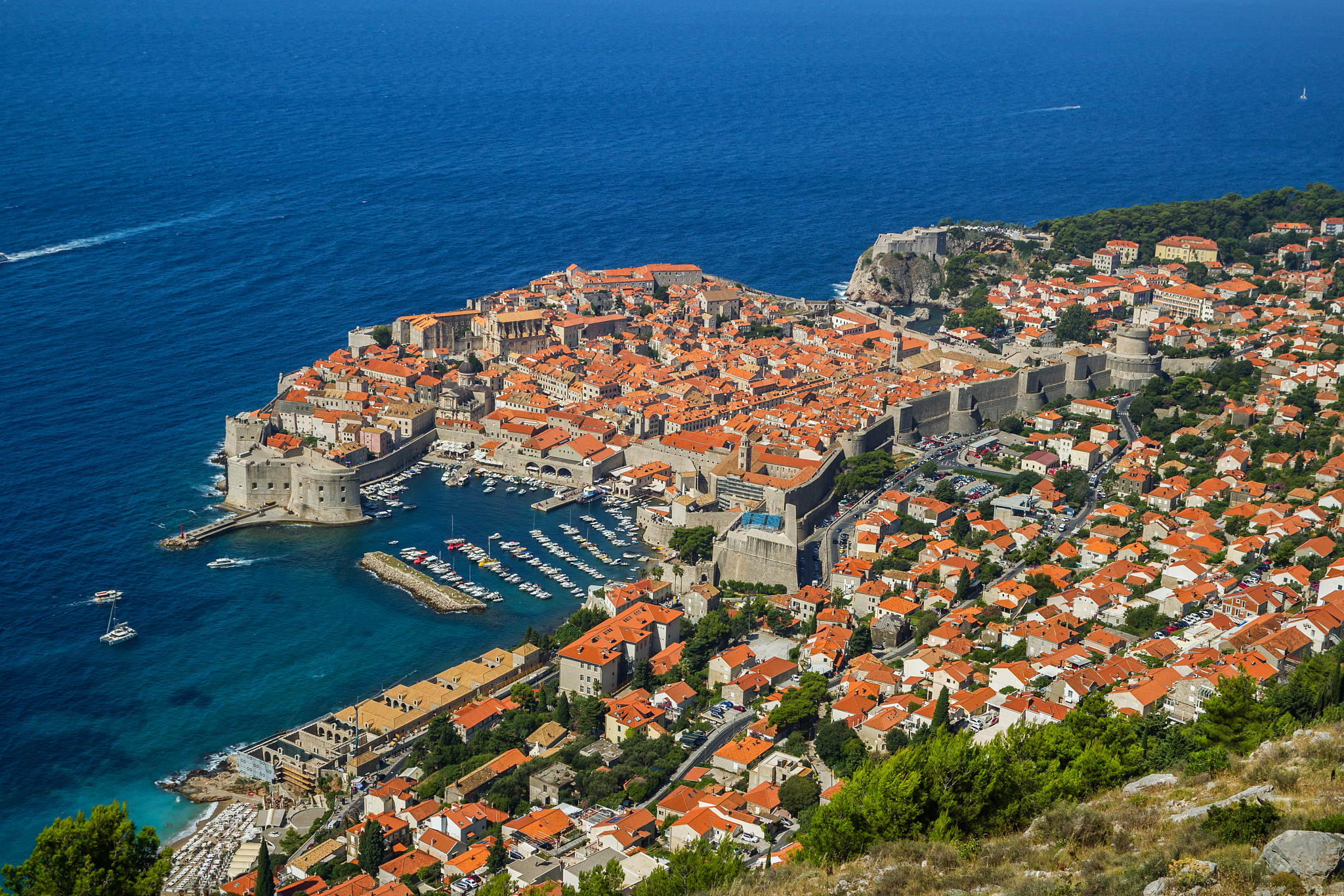 overview to the old town of dubrovnik, croatia.
