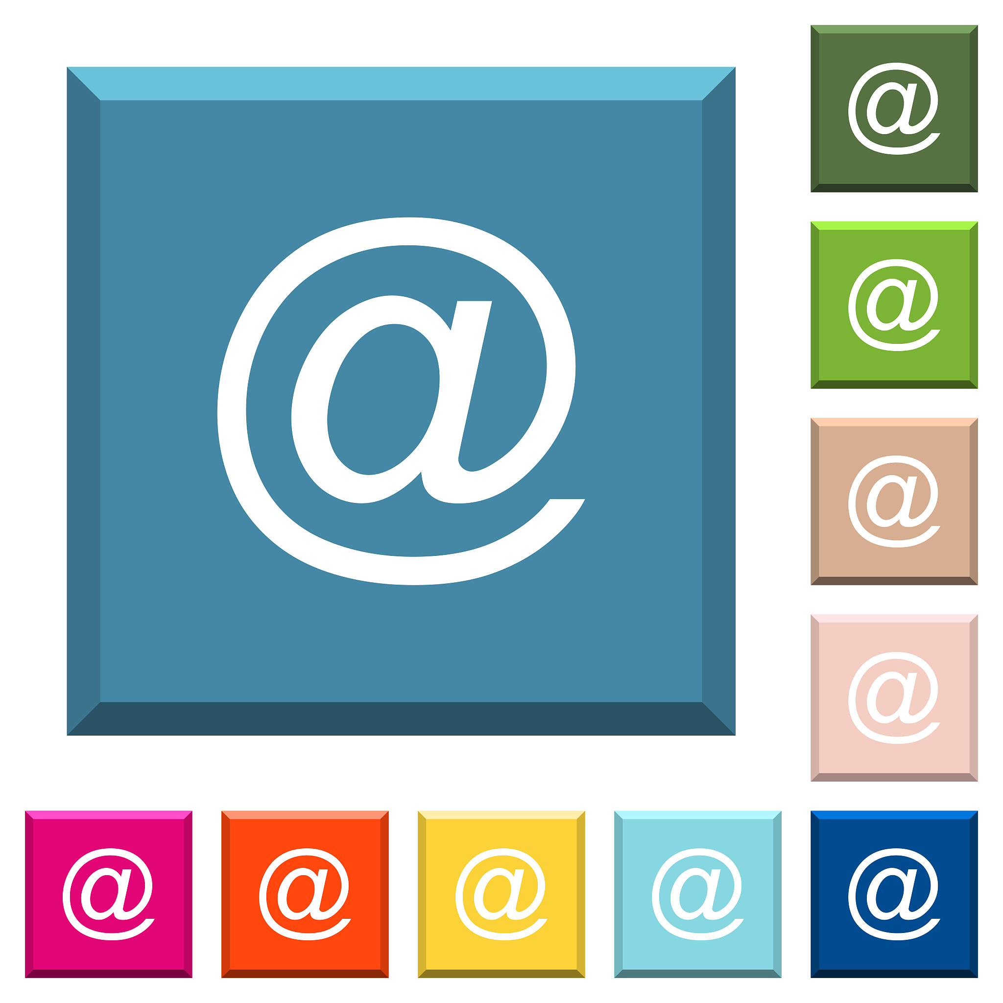 single email symbol white icons on edged square buttons