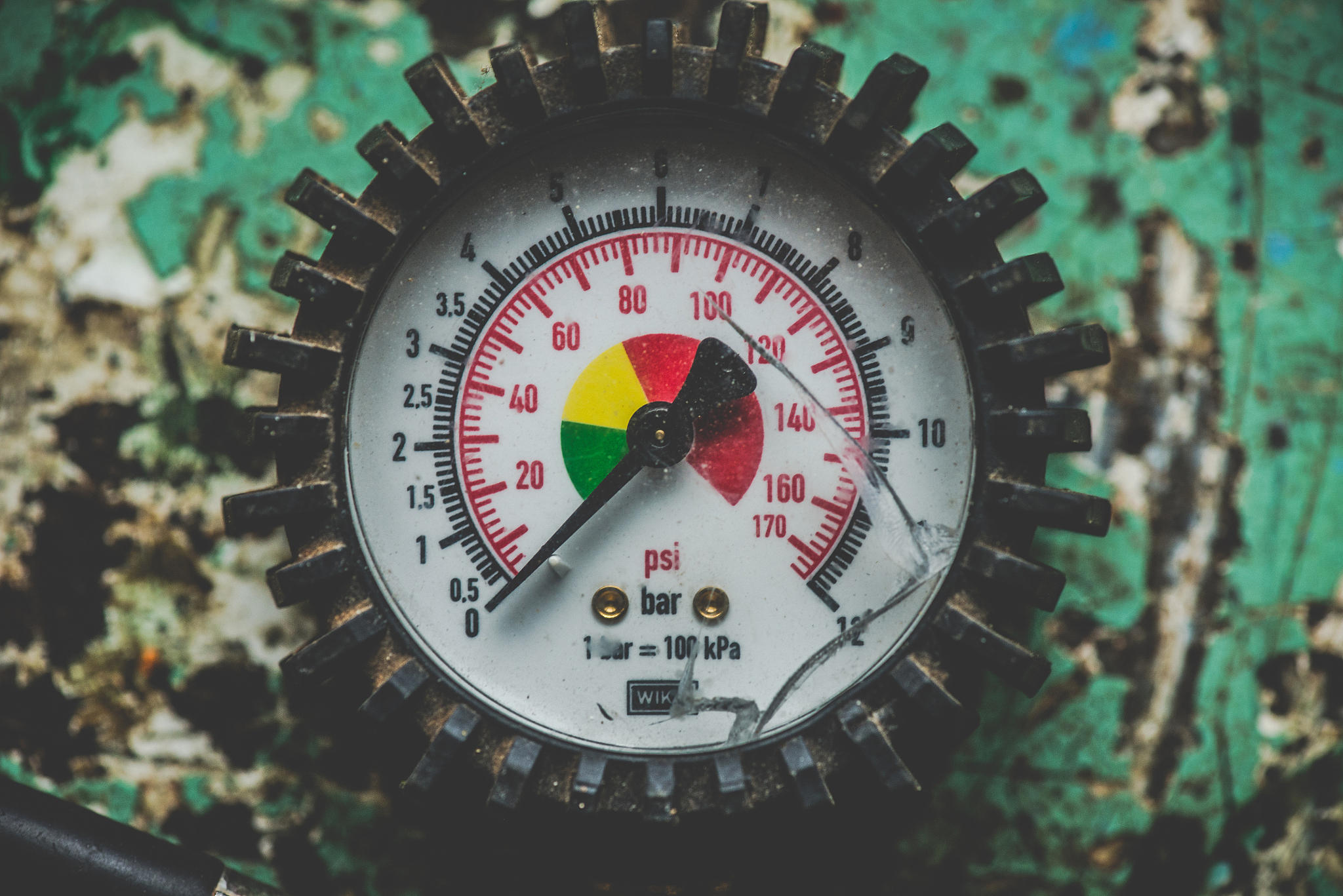 close-up of speedometer