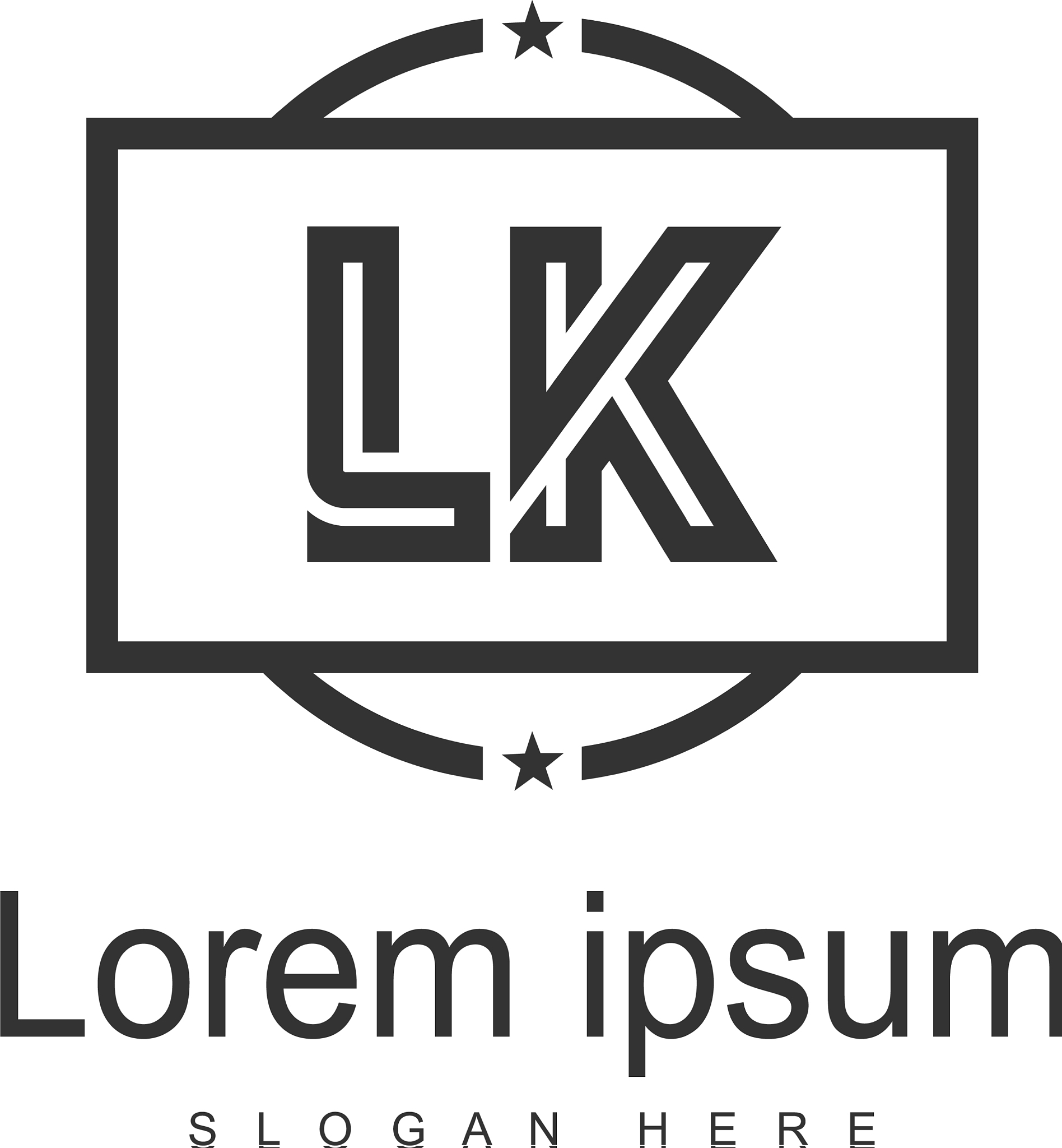 initial lk logo template with modern frame