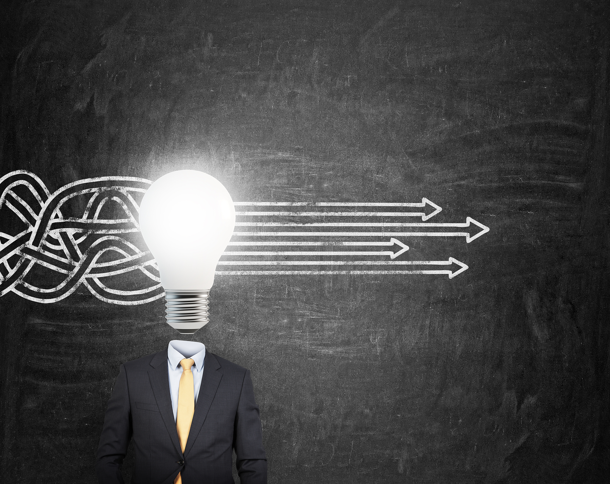 businessman with lamp head