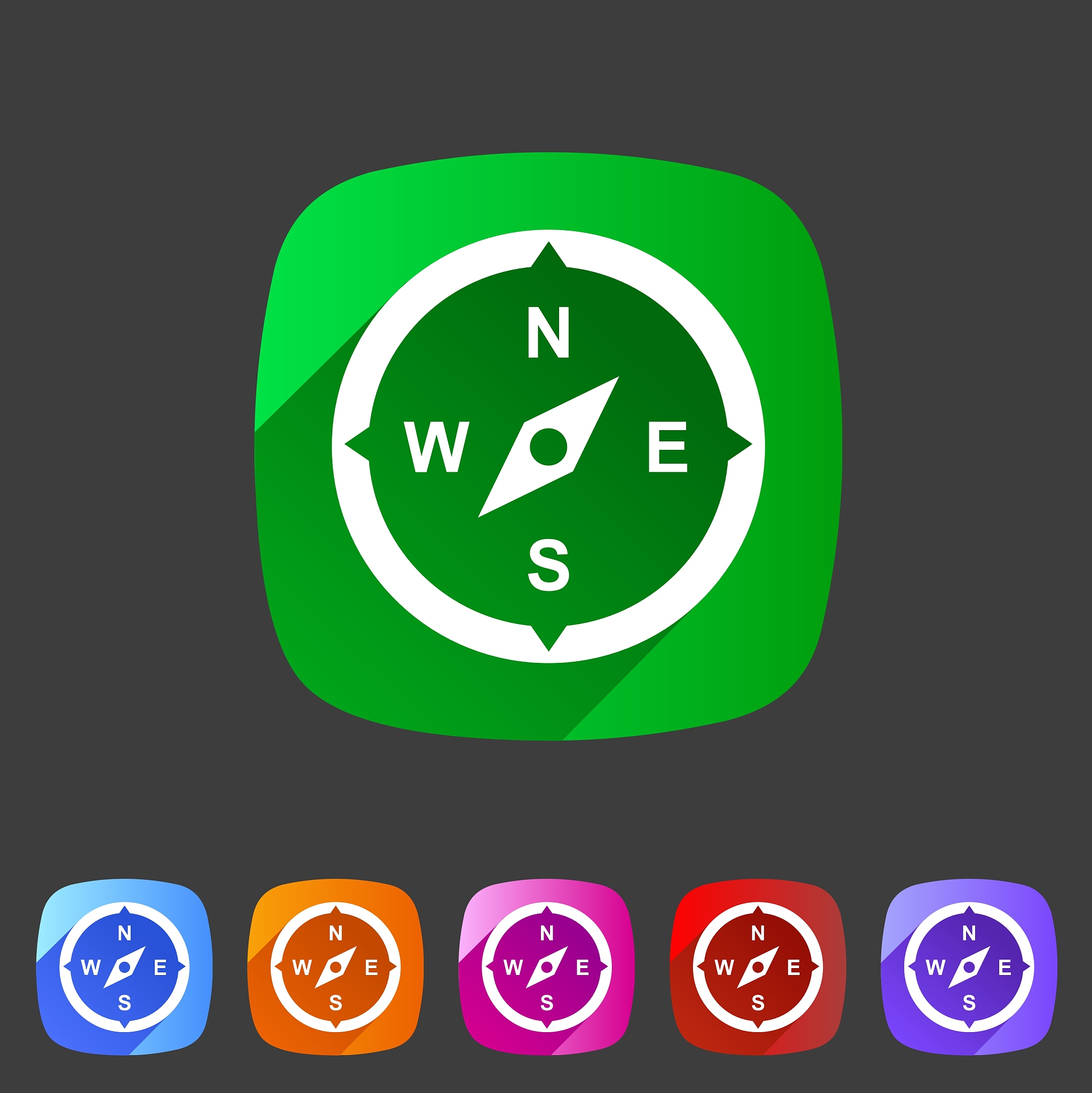 compass navigation location icon flat web sign