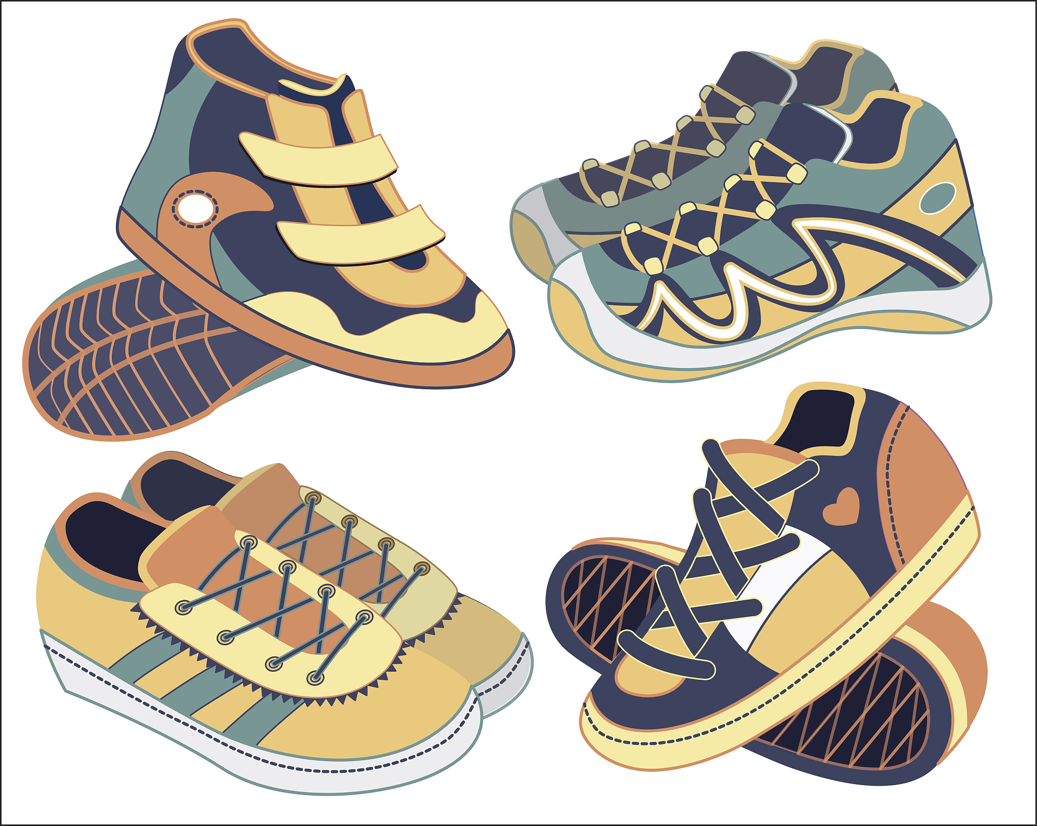 set of sport shoes (vector illustration)