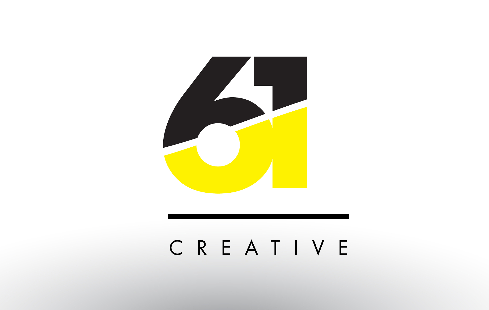 61 black and yellow number logo design