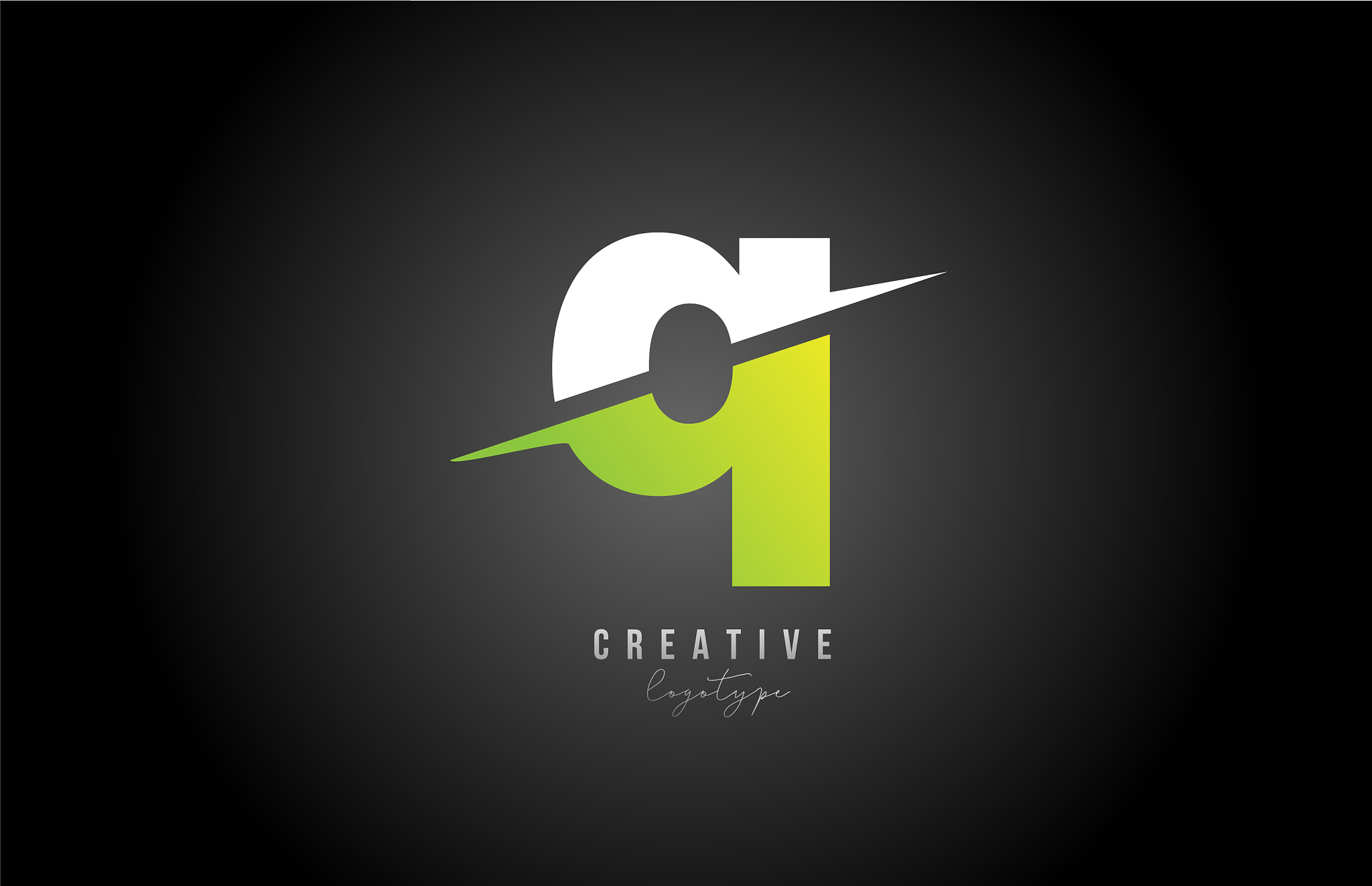 q white and green letter logo alphabet icon
