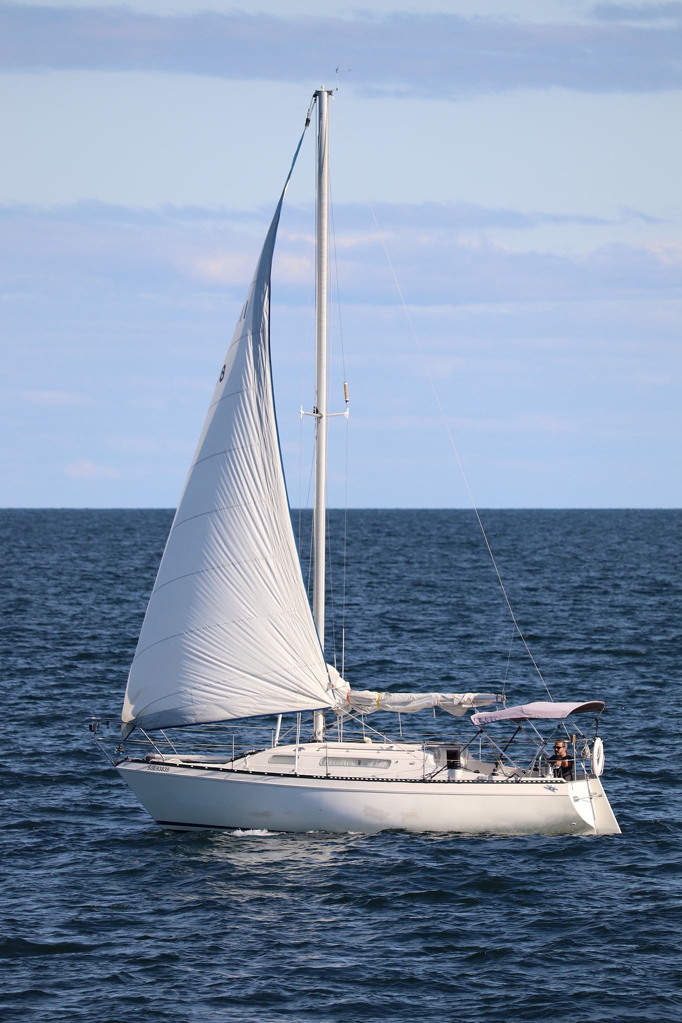 sailboat sailing on sea against sky