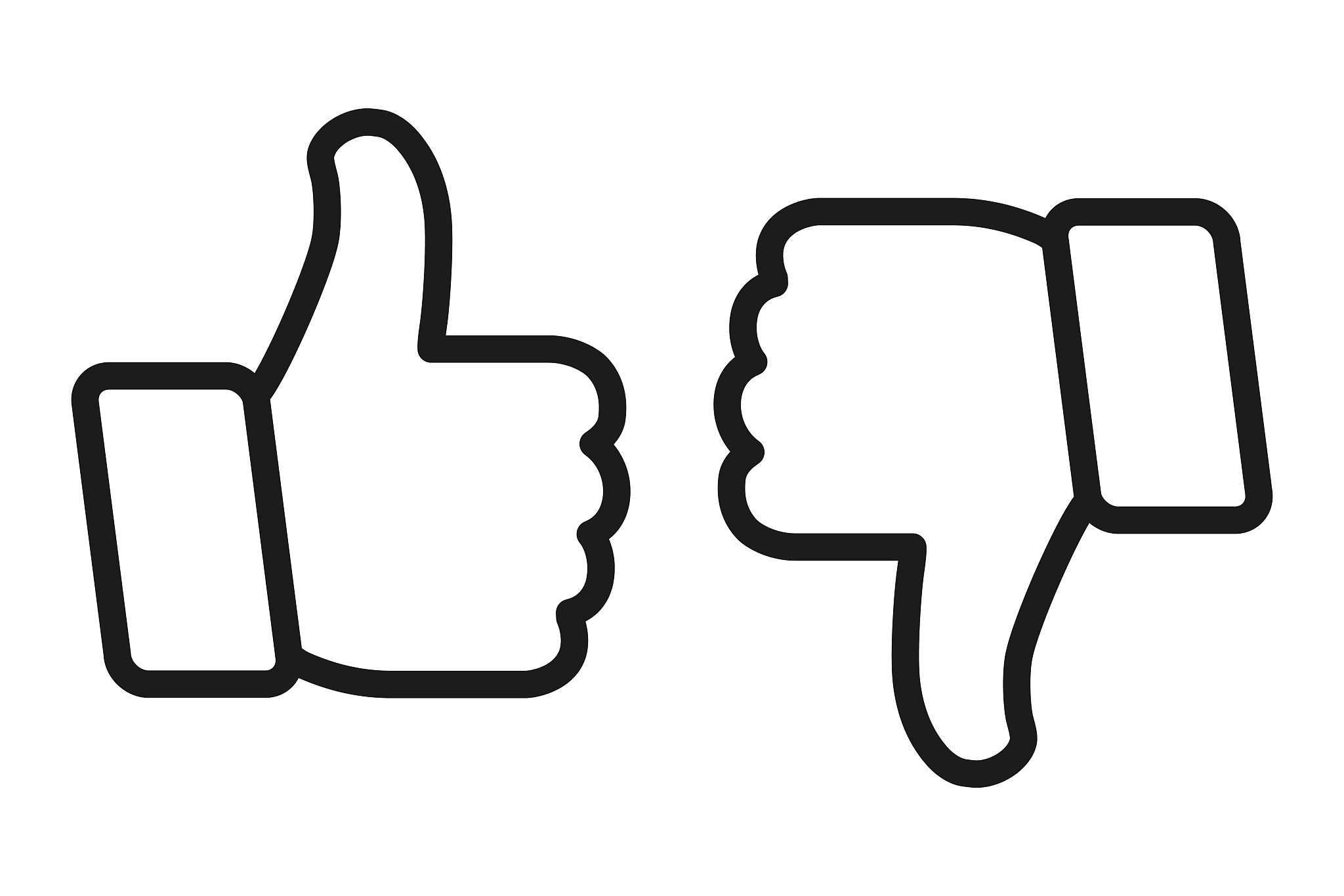 thumb up and thumb down icon. up and down line index finger sign