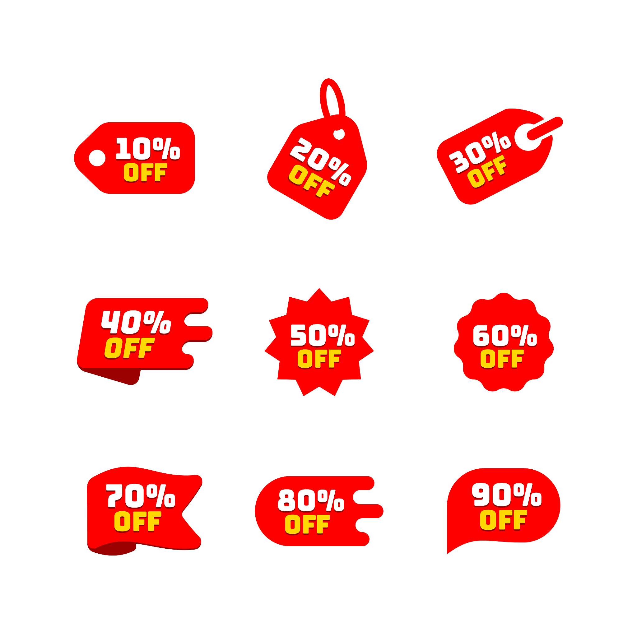 tags set with discount offer