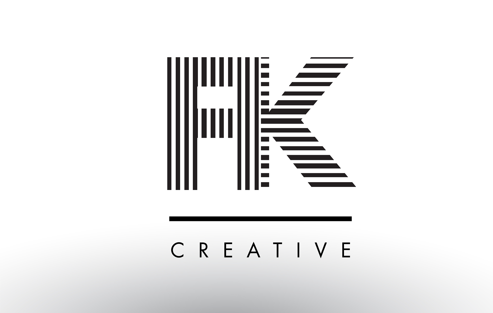 fk f k black and white lines letter logo design