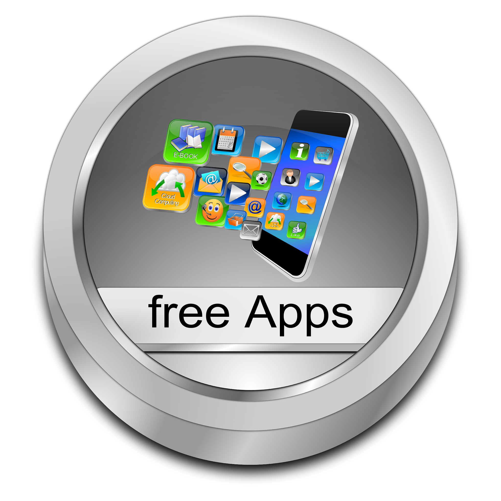 free apps button - 3d illustration