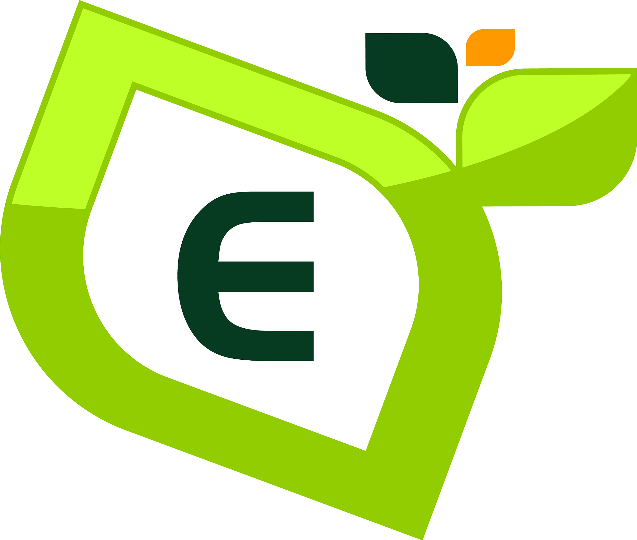 leaf initial e logo design template