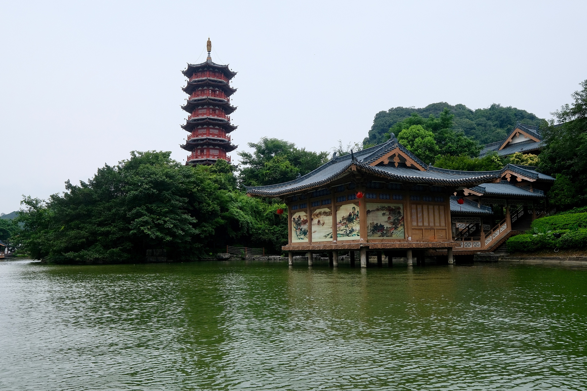 asian pagoda and traditional chinese song dynasty houses above g