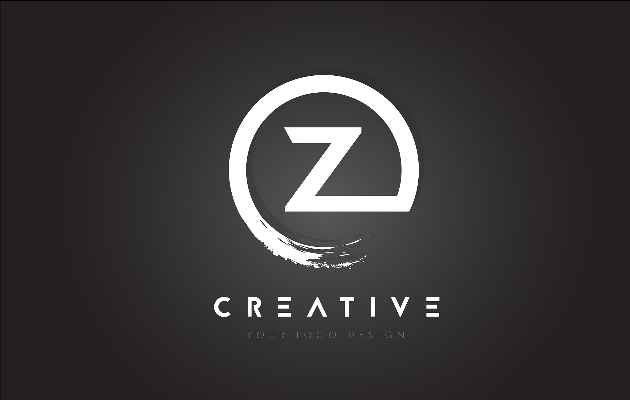 z circular letter logo with circle brush design